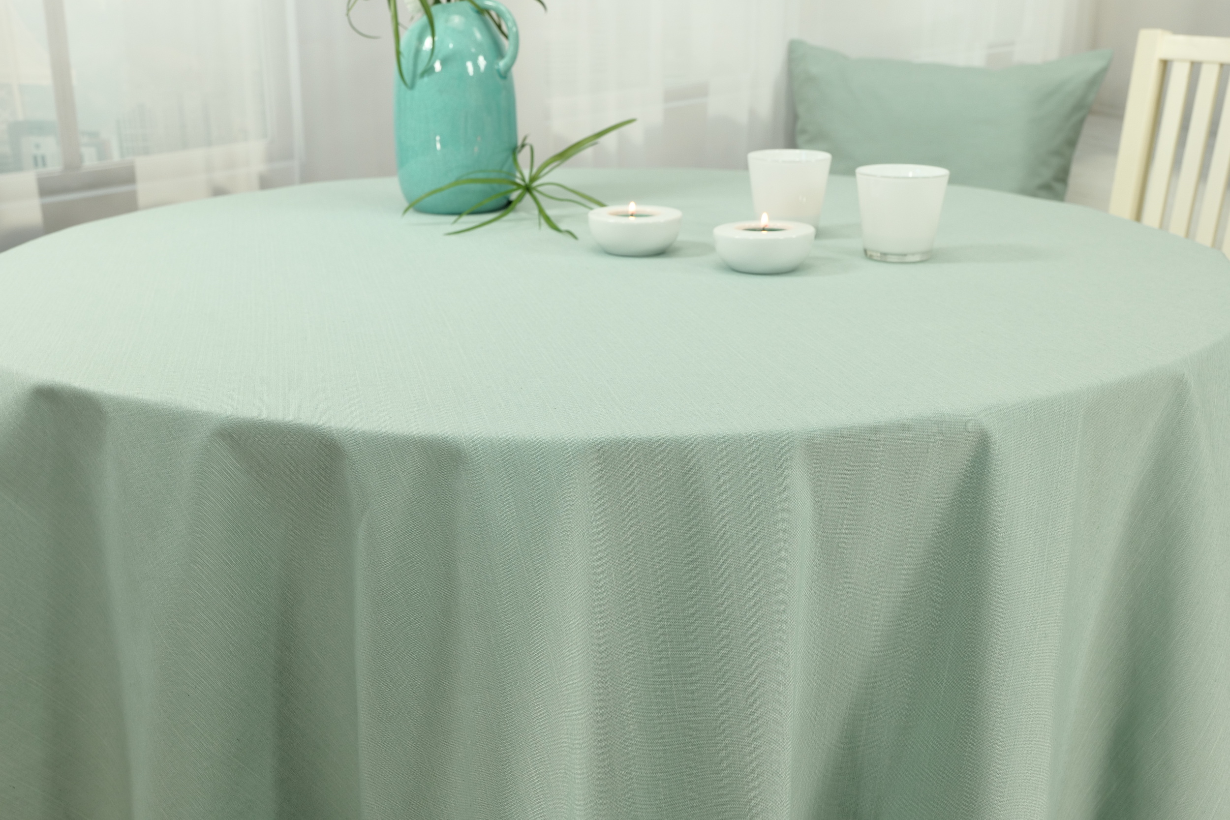Tischdecke pastell Grün einfarbig Ø ab 80 cm bis 200 cm RUND
