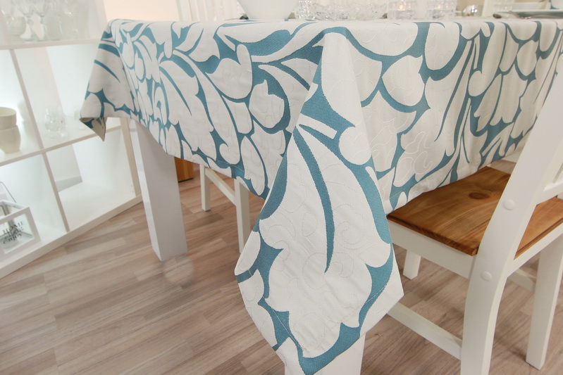 Tischwäsche Queens Azurblau Muster Breite 160 cm