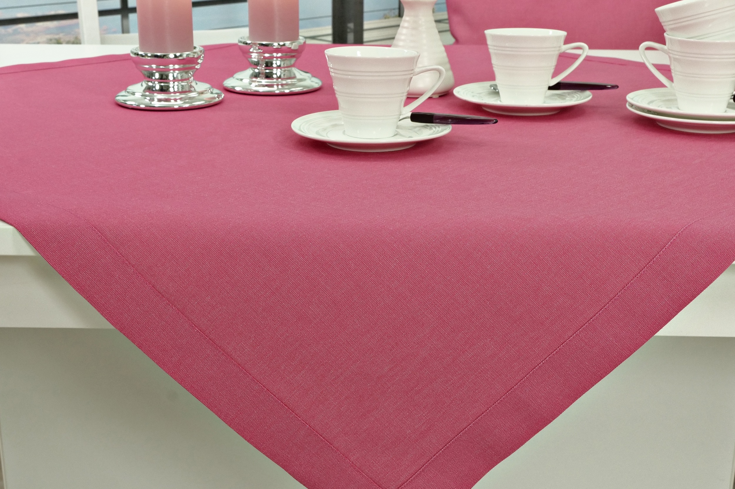 Tischdecke mit Fleckschutz Pink uni Outside ab 80x80 cm - 200x200 cm QUADRATISCH