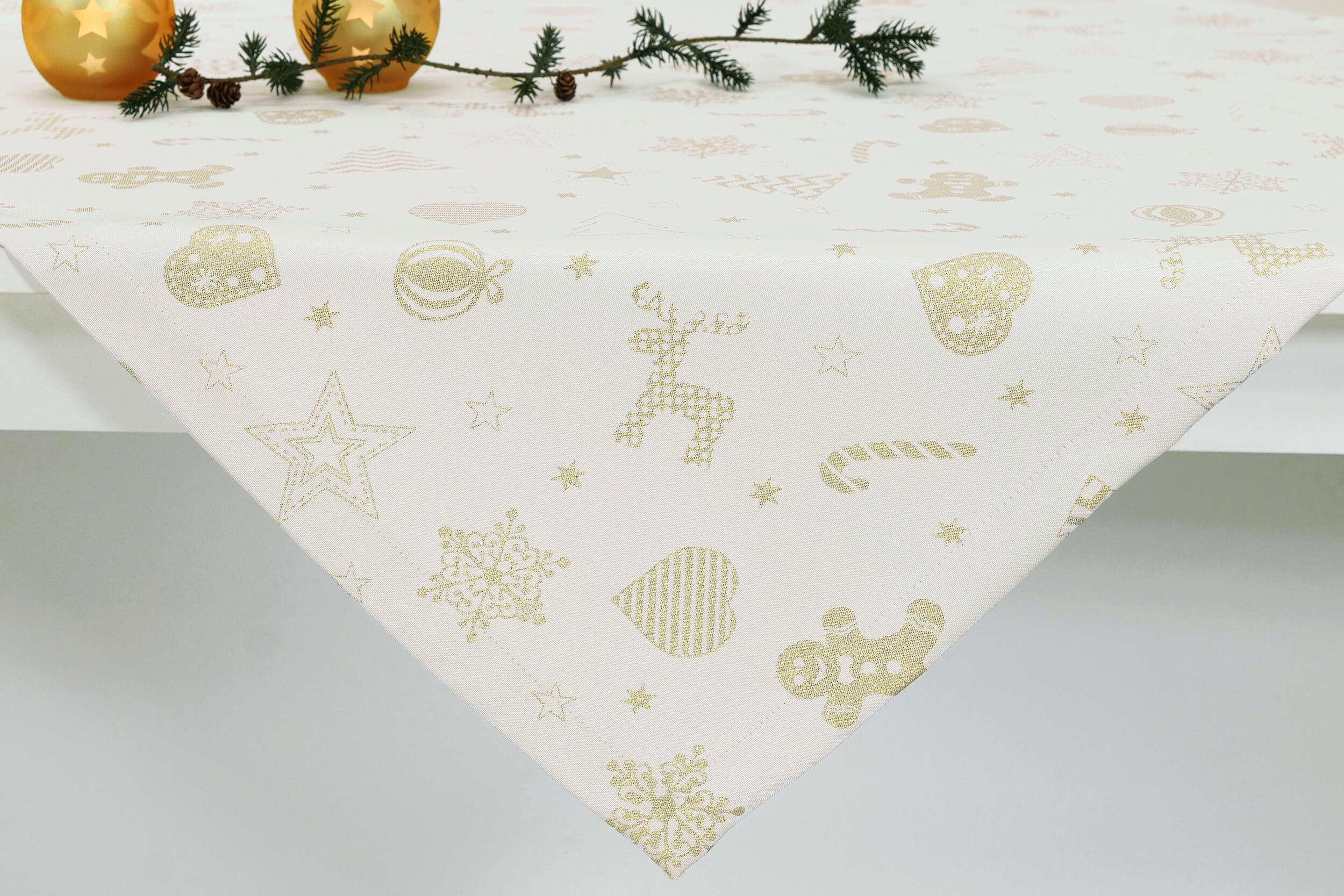 Tischdecke Weihnachten Muster Gold Dorados ab 80x80 cm – 150x150 cm QUADRATISCH