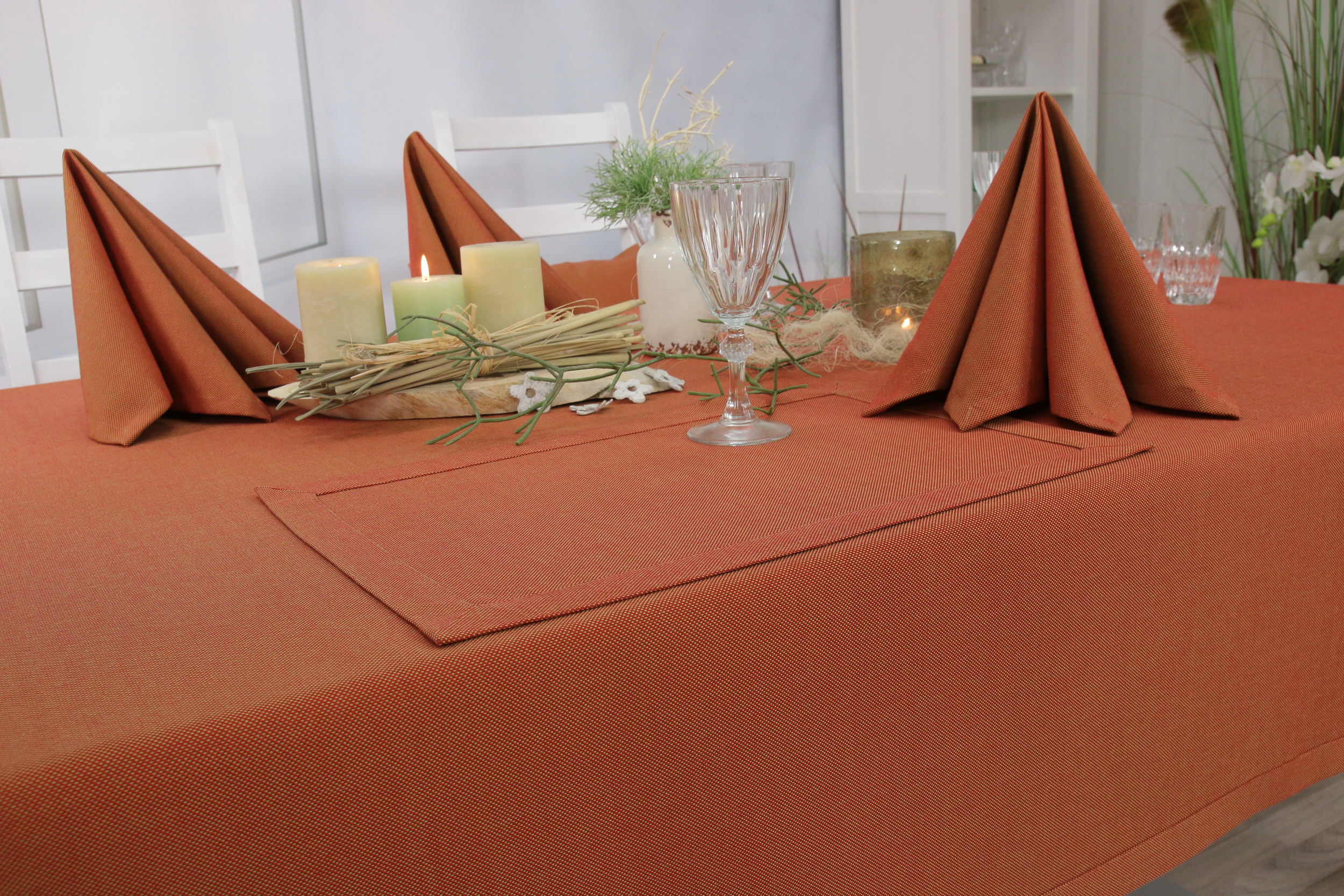 Tischdecke mit Fleckschutz Terracotta einfarbig Liberas Breite 130 cm