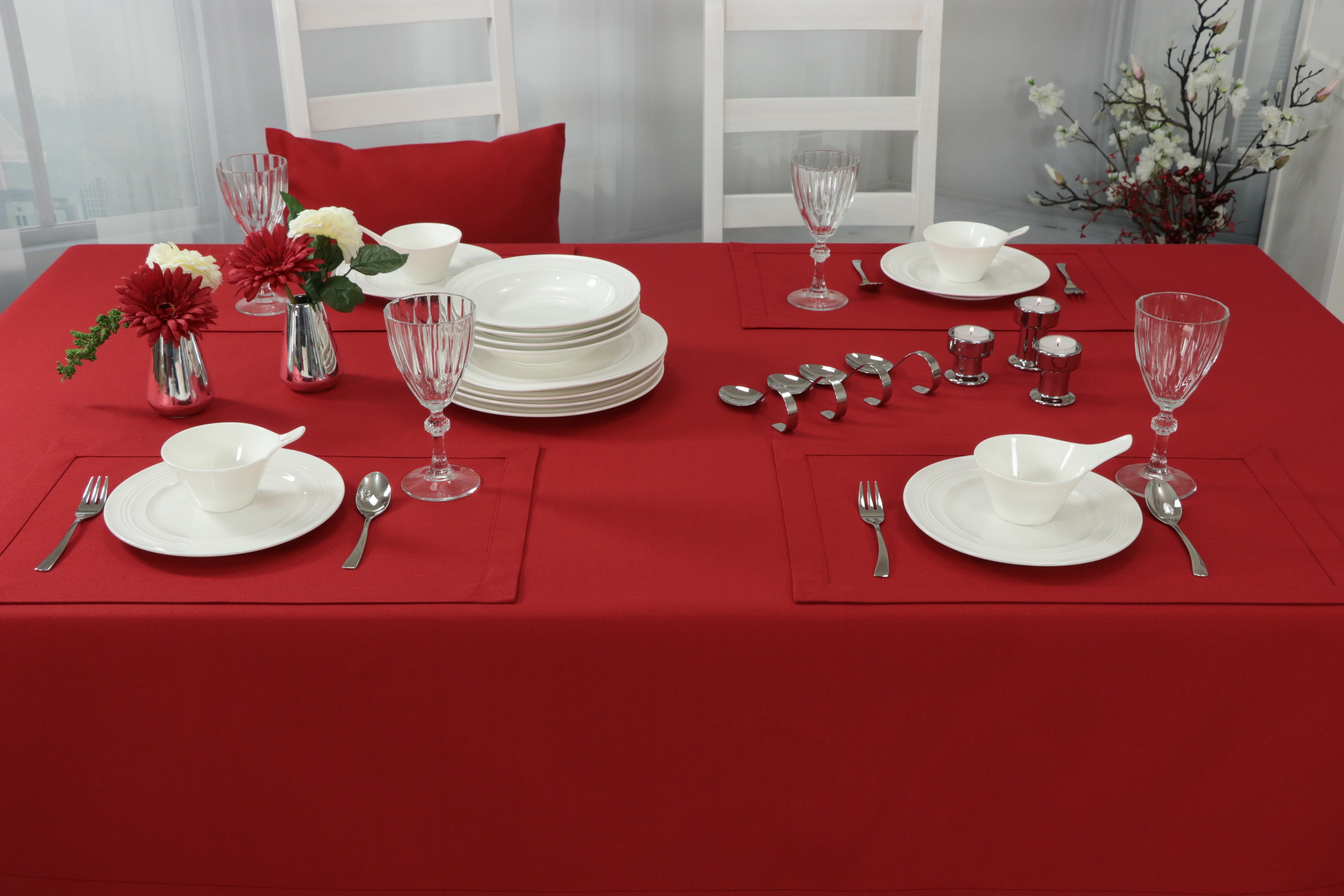 Tischdecke mit Fleckschutz Rot uni Liberas Breite 120 cm