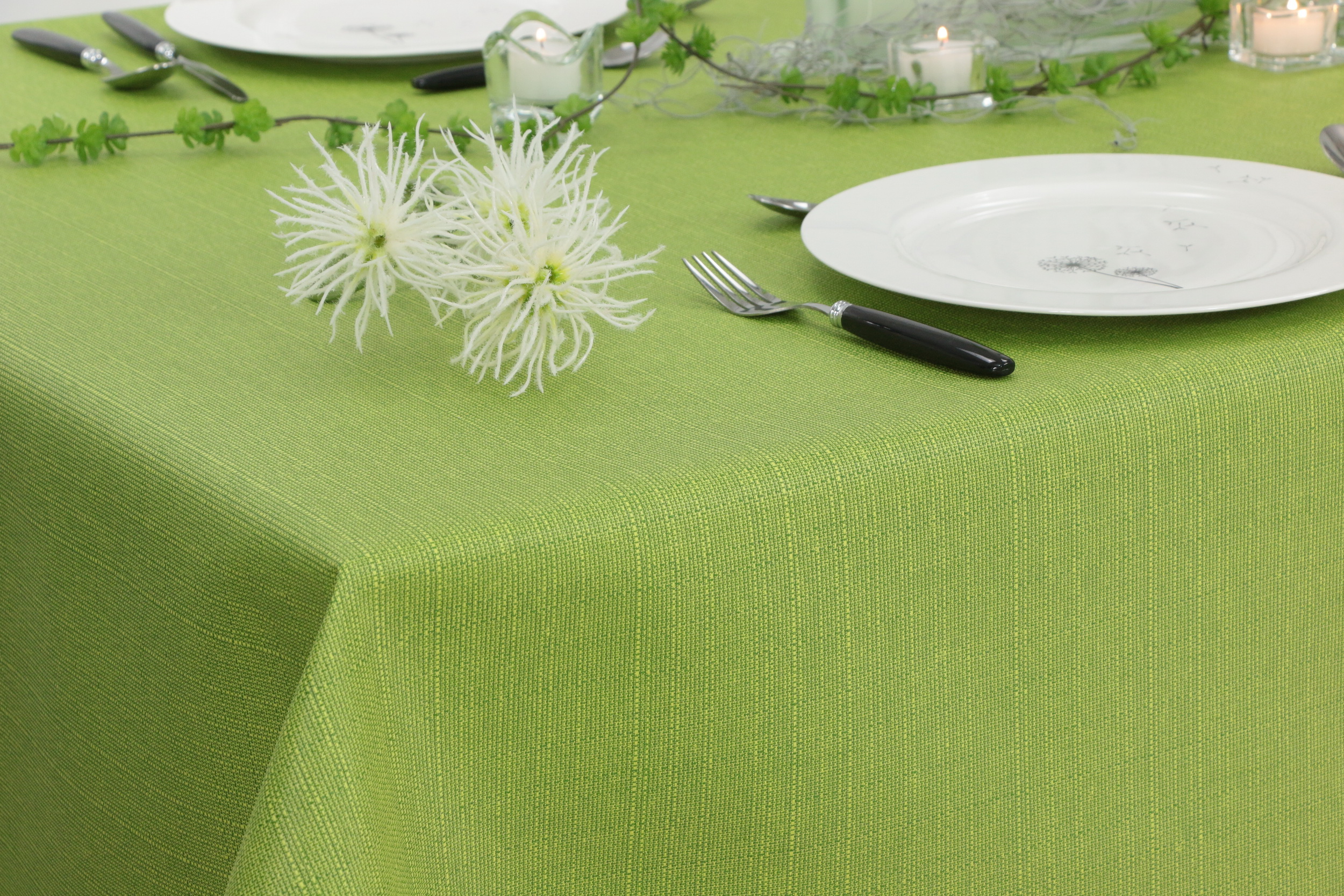 Tischdecke abwaschbar Farngrün einfarbig Linado ab 80x80 cm - 130x130 cm QUADRATISCH