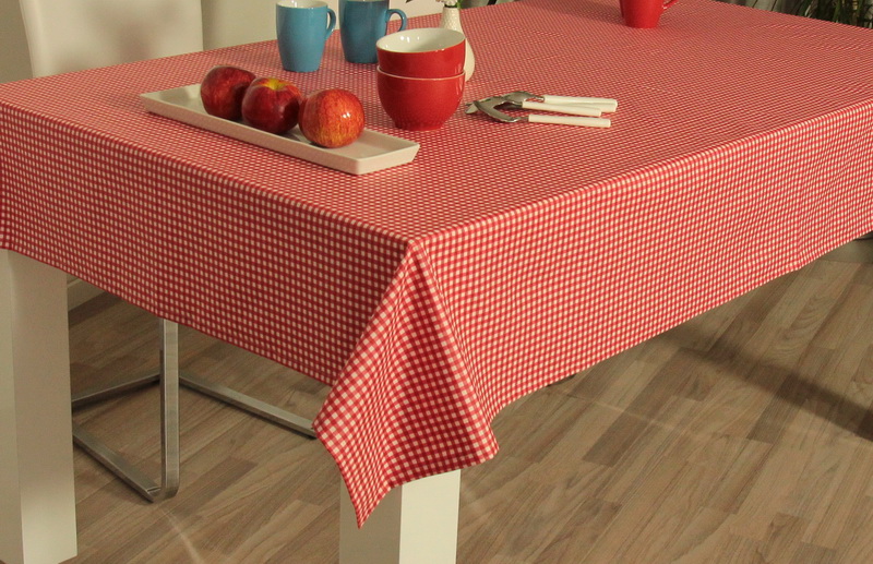 Abwaschbare Tischdecke Rot Weiß kleines Karo Friedl Breite 158 cm