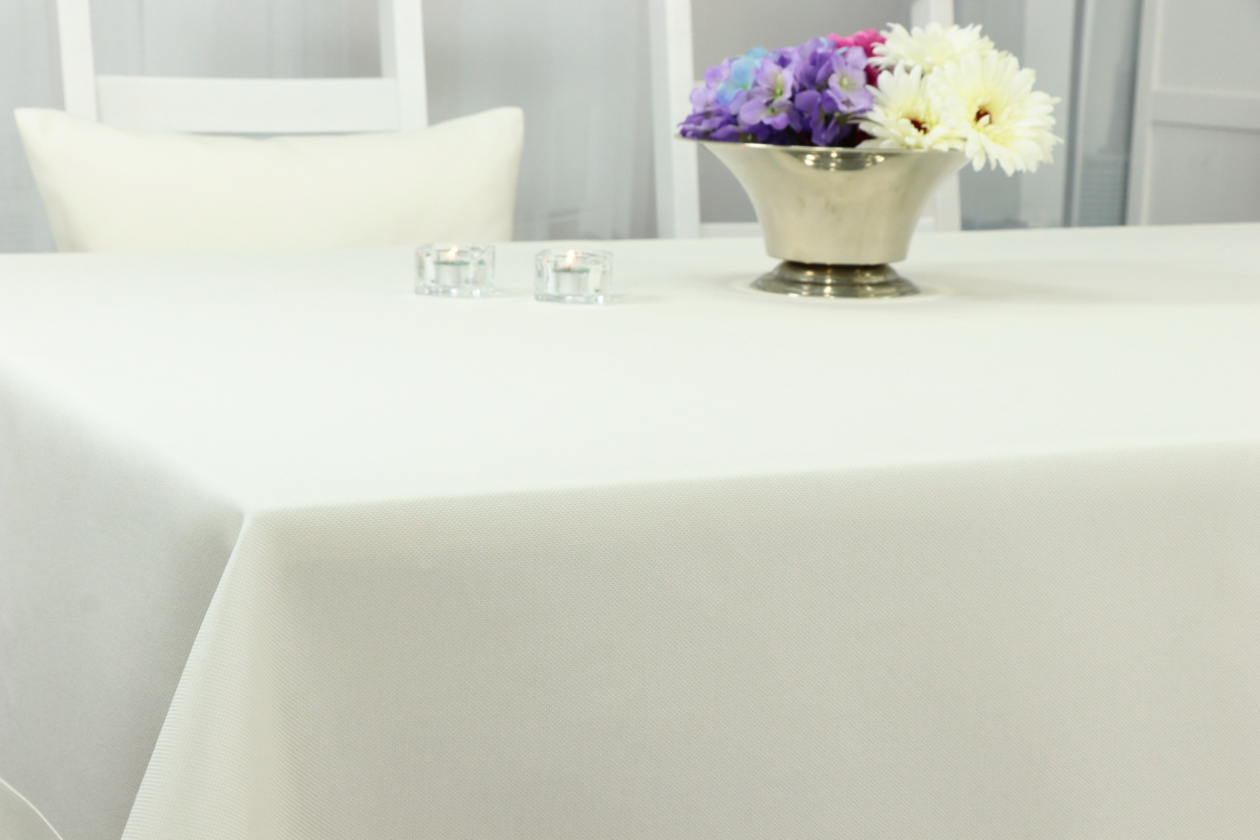Tischdecke mit Fleckschutz Wollweiß uni Liberas Breite 90 cm