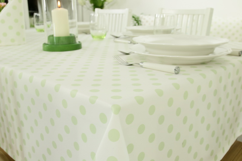 Tischdecke Punkte Weiß Lindgrün SAONI Breite 130 cm