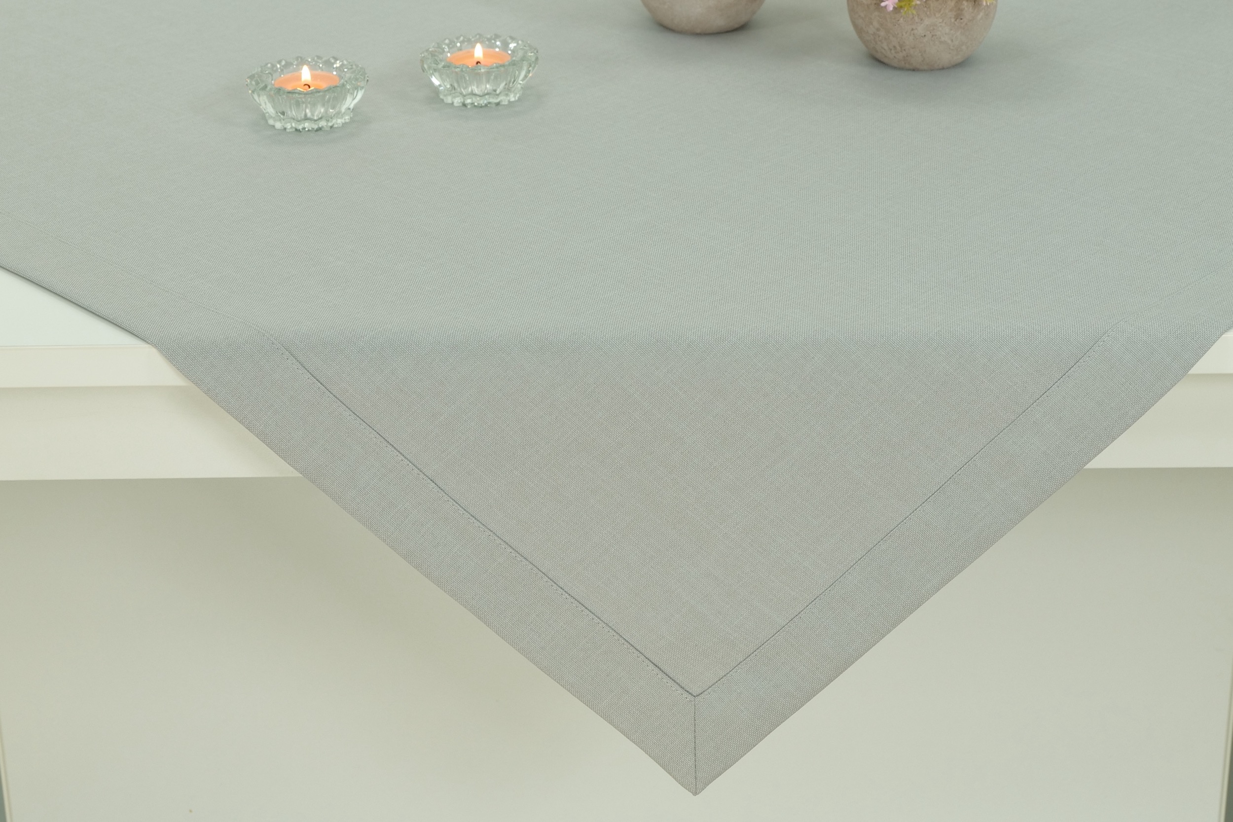 Tischdecke mit Fleckschutz Grau uni Leinenoptik Valerie ab 80x80 cm - 200x200 cm QUADRATISCH