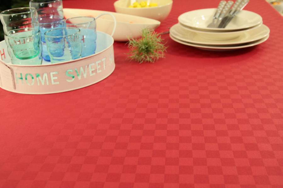 Abwaschbare Tischdecke Rot kleines Karo janita Breite 138 cm