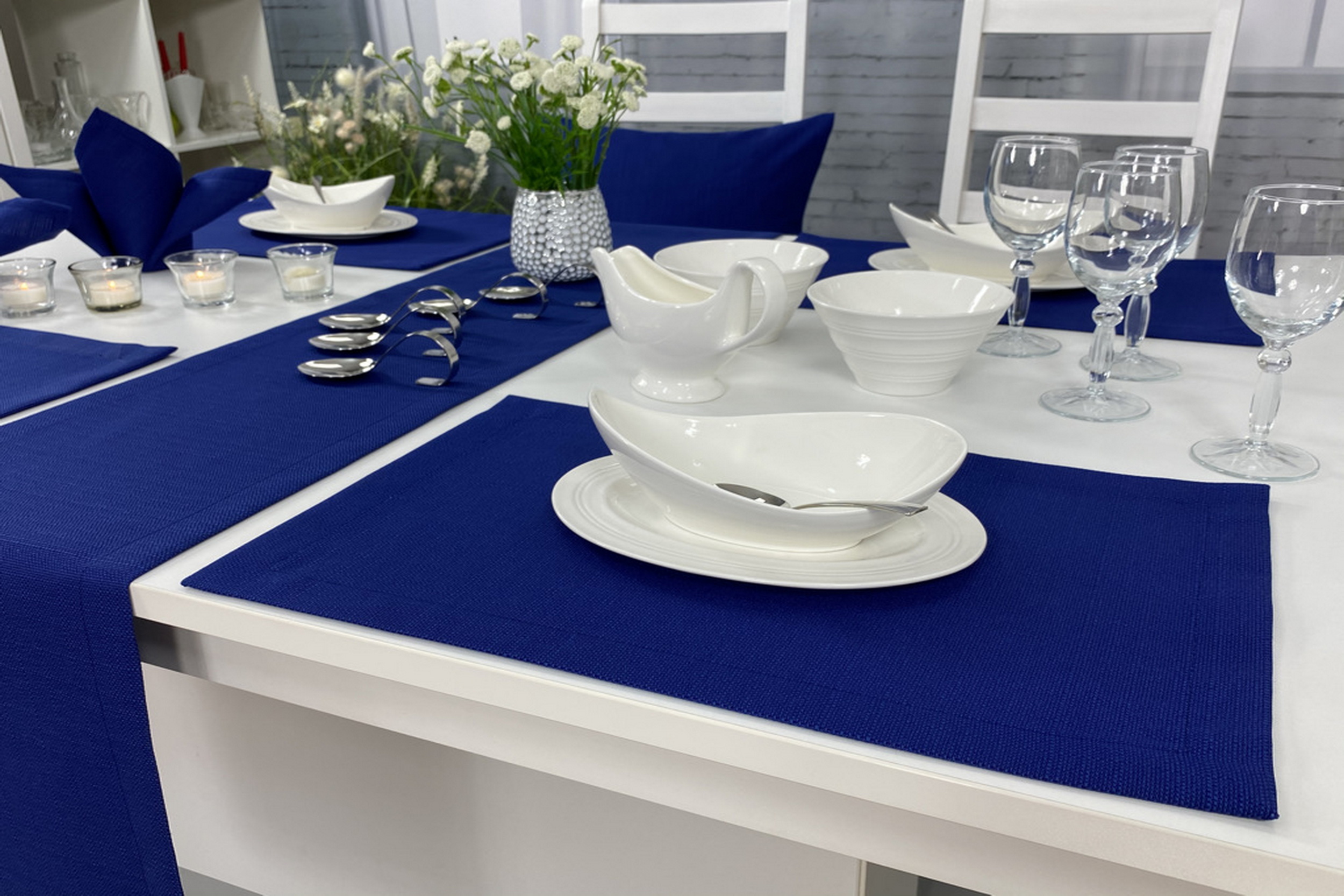Tischset mit Fleckschutz  Evita Blau Uni Größe 32x42 cm Platzset