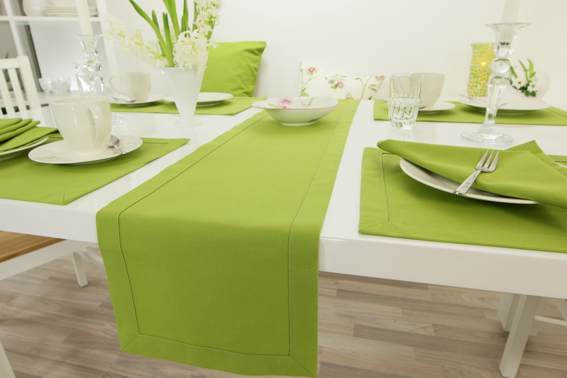 Tischläufer Kiwi Grün basic Breite 25 cm