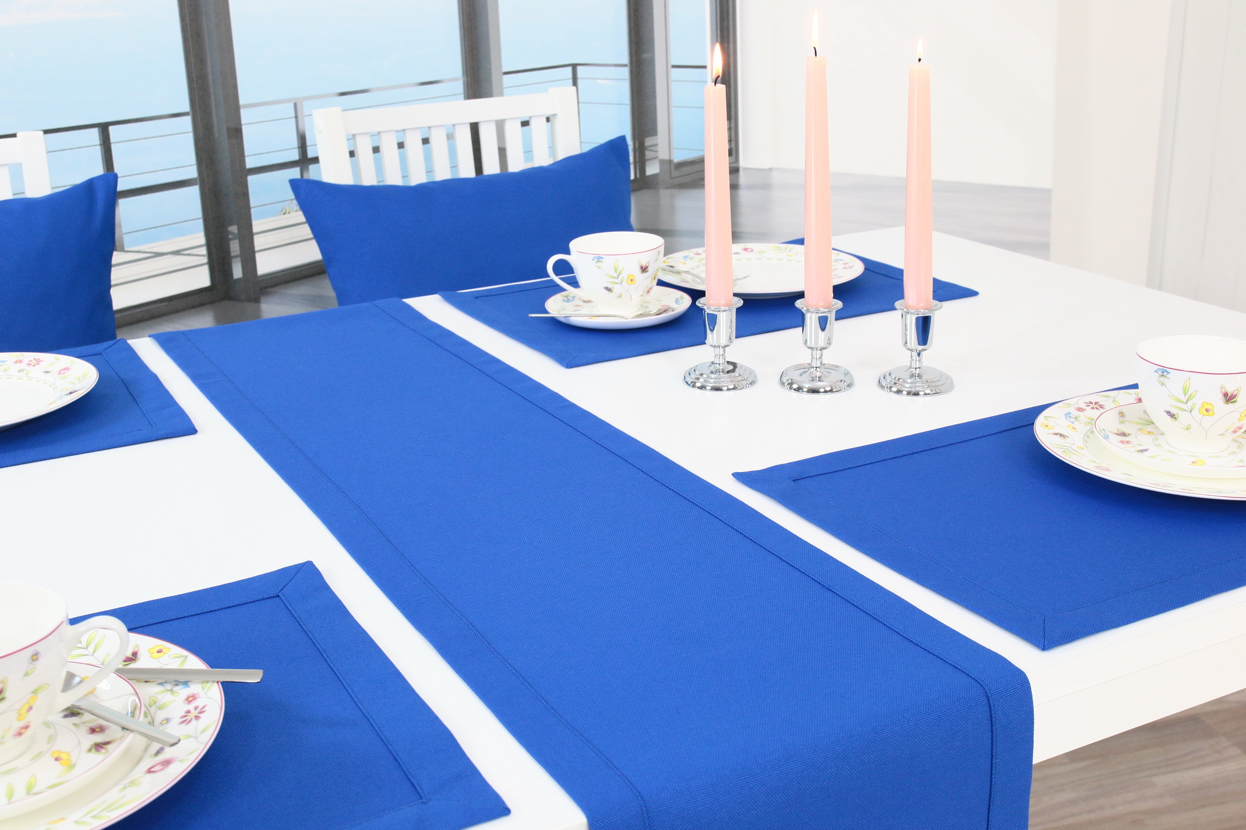 Tischläufer Royalblau uni Breite 40 cm