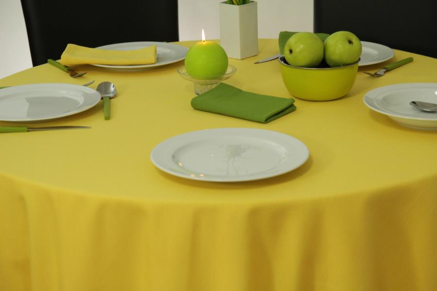 Gelbe Tischwäsche mit FLECKSCHUTZ Nia ab Ø 80 cm bis Ø 200 cm RUND