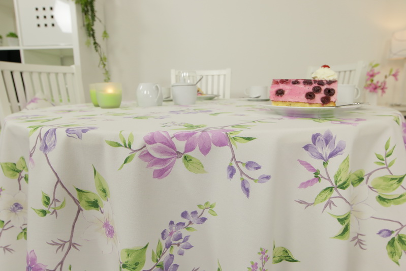 Tischdecke Floral mit Lavendel Blumen Ø ab 80 cm bis 200 cm RUND