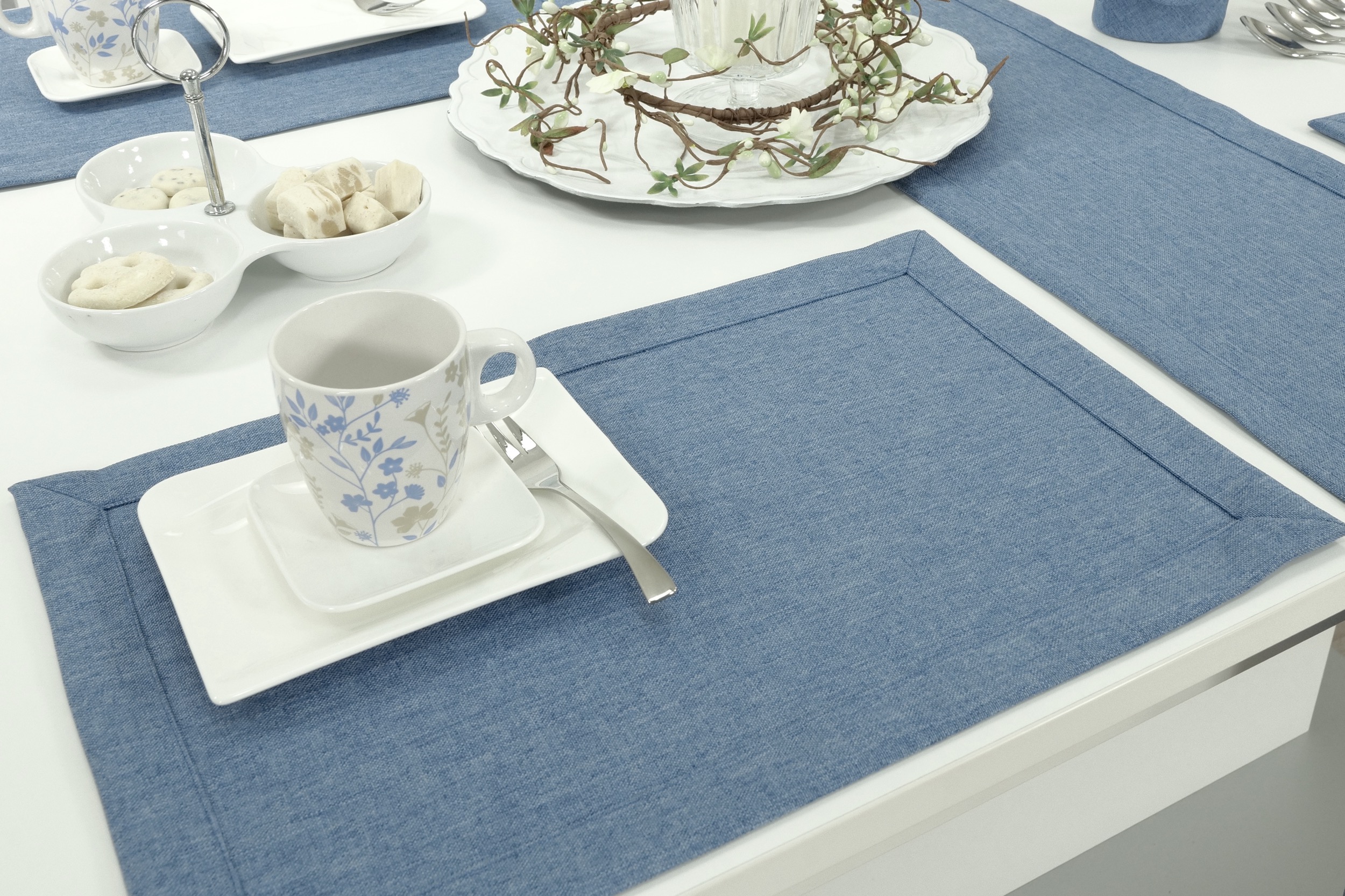 Edle Tischset Jeansblau einfarbig Peony Größe 32x42 cm Platzset