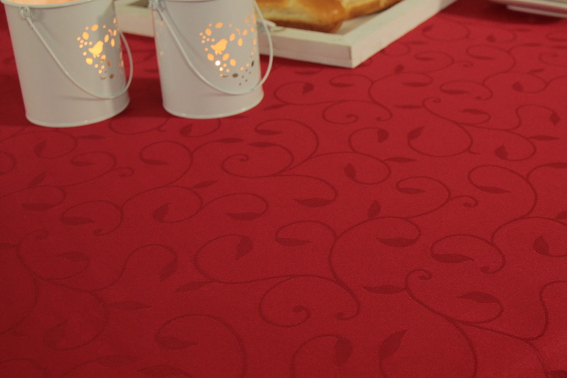 QUADRATISCH Tischdecke Damast Fleckschutz Rot mit Muster