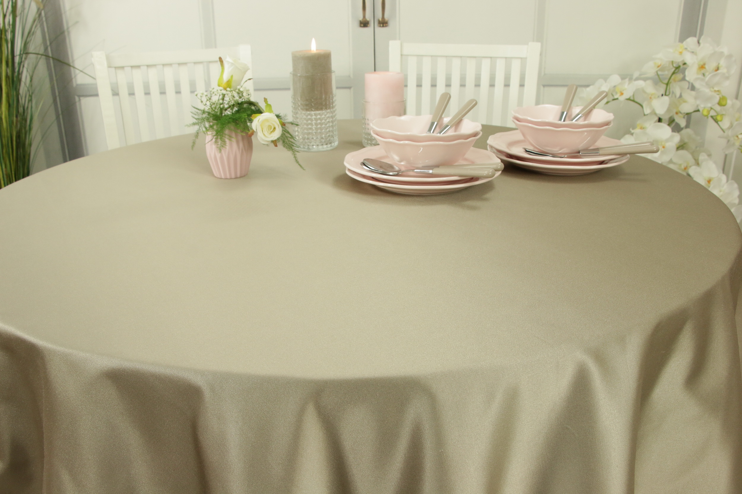 Privat Gewerbe Tischdecken-Shop.de. Taupe: Damast | und Tischdecken Hochwertige TiDeko® Tischdecken für Markenqualität