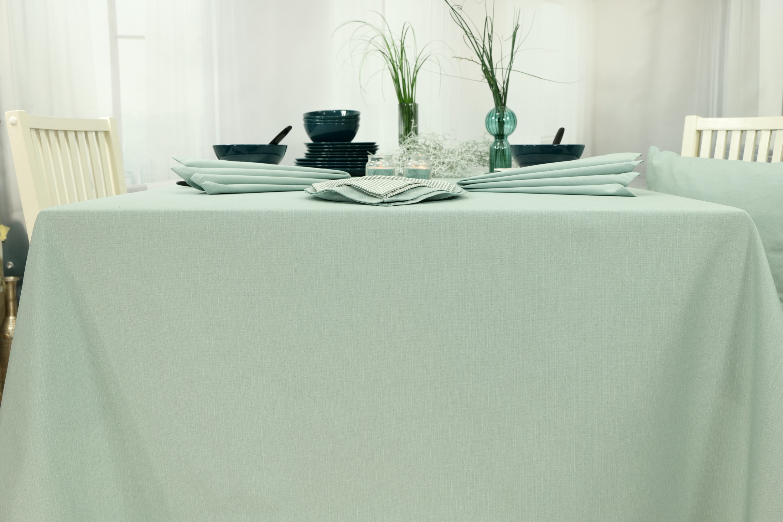 Tischdecke pastell Grün einfarbig Breite 90 cm