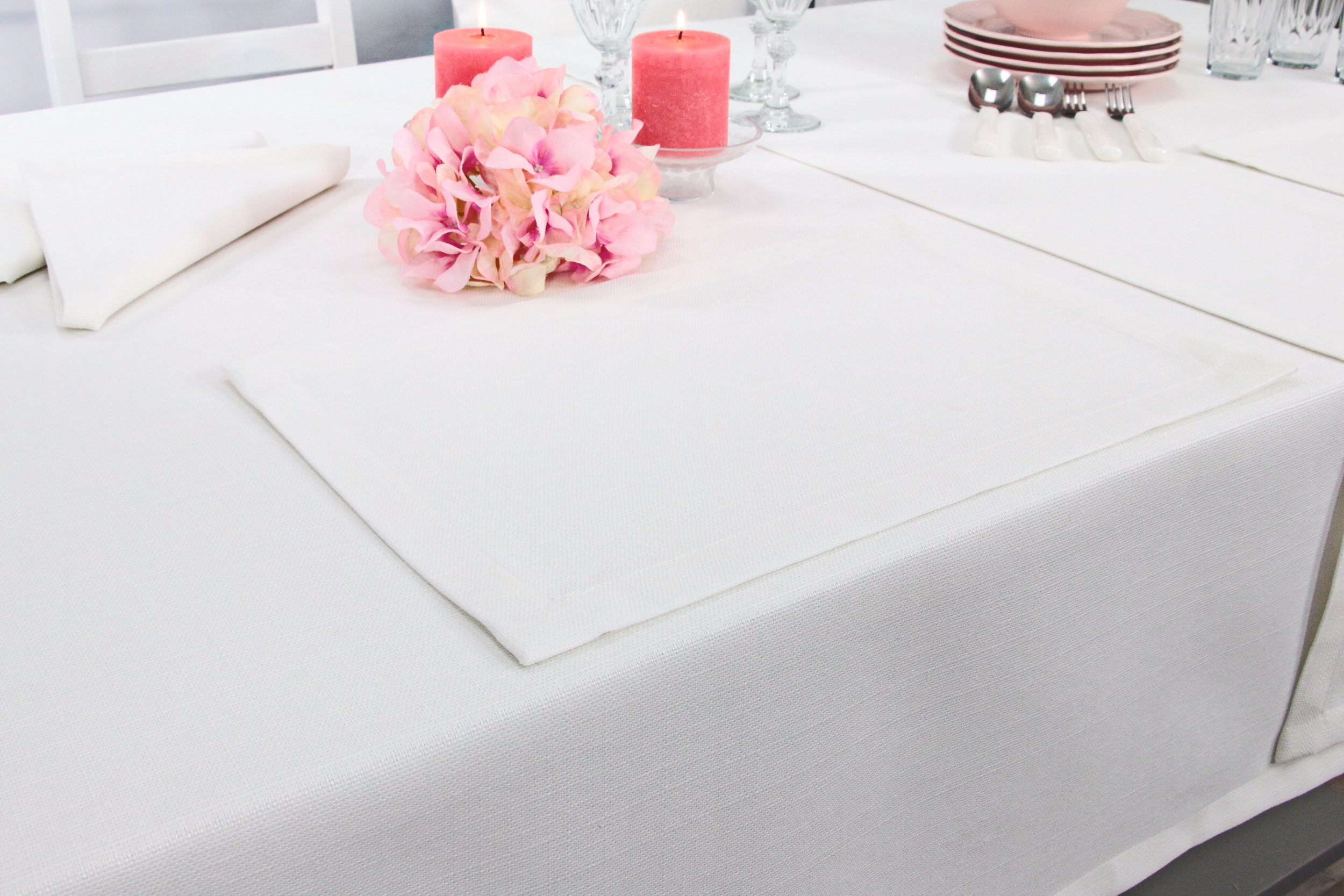 Tischdecke mit Fleckschutz Evita Perlweiß uni Breite 90 cm