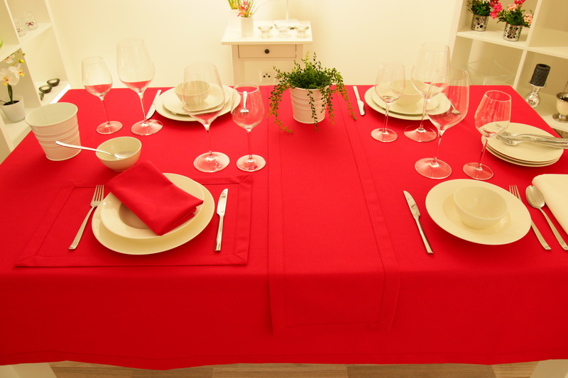 Tischdecke Rot mit Fleckschutz Nia Breite 130 cm