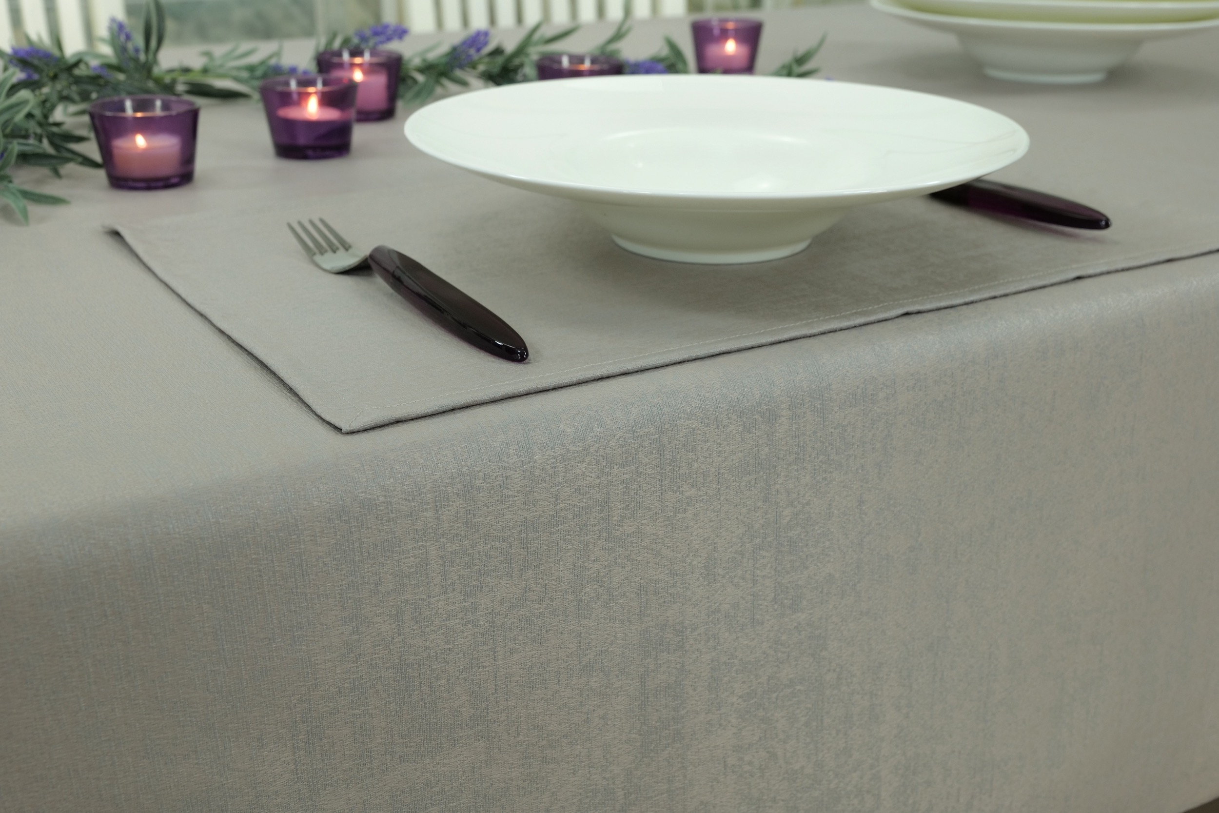 Abwaschbare Tischdecke Grau uni strukturiert Muriel Breite 90 cm