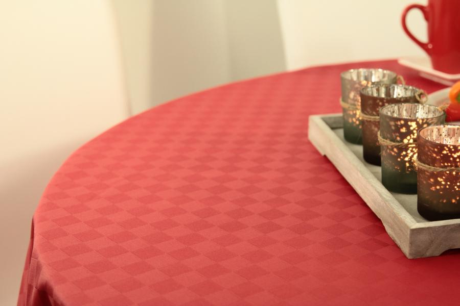 Abwaschbare Tischdecke Rot kleines Karo janita Breite 130 cm OVAL