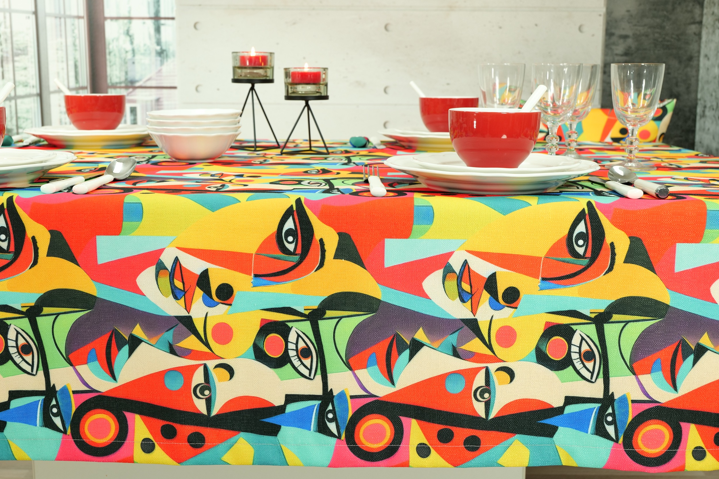 Garten Tischdecke fleckgeschützt grafische Muster Picasso Breite 90 cm