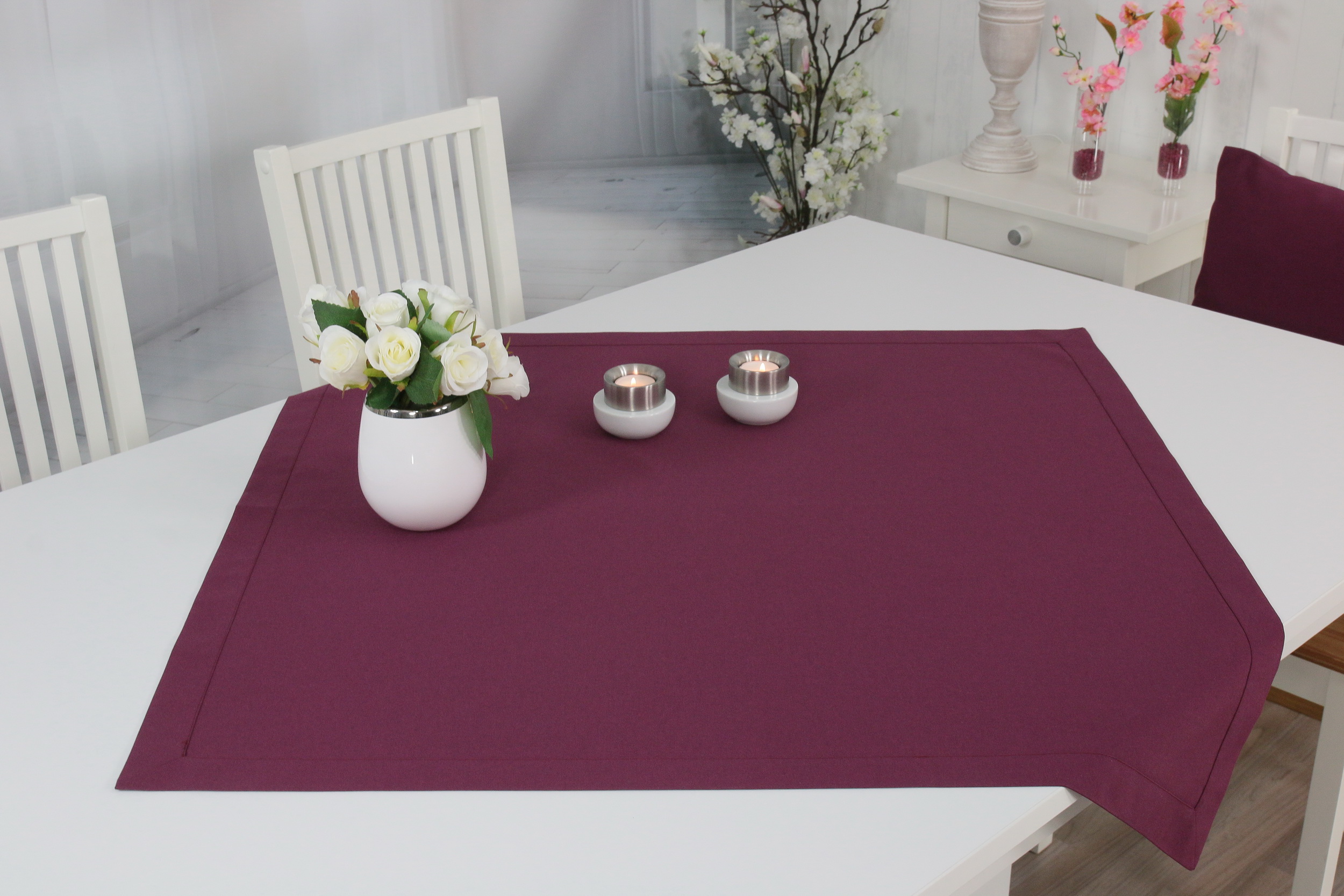 Tischdecken Aubergine einfarbig ab 80x80 cm bis 200x200 cm QUADRATISCH
