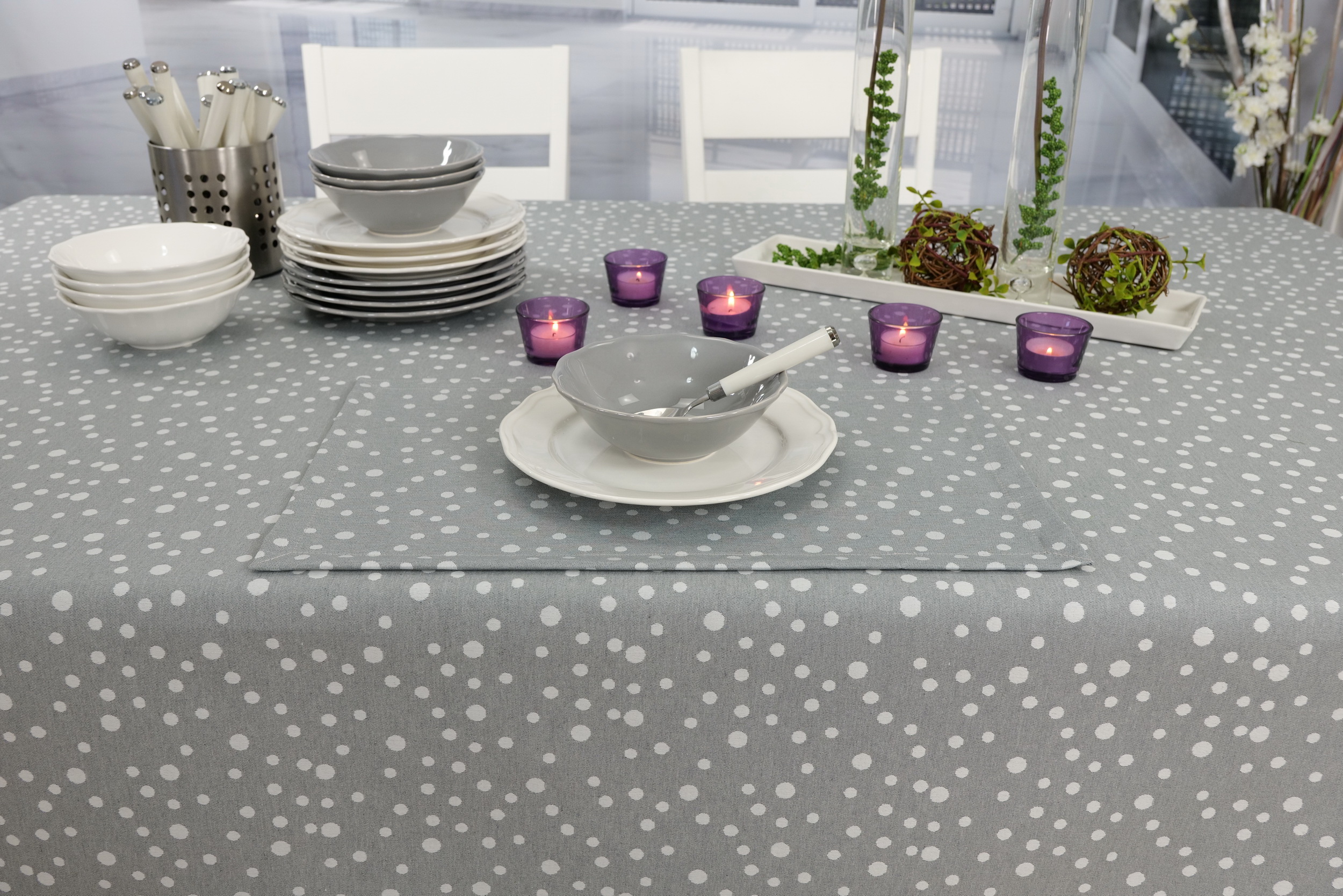 Abwaschbare Tischset Grau gepunktet Small Point Größe 32x42 cm Platzset