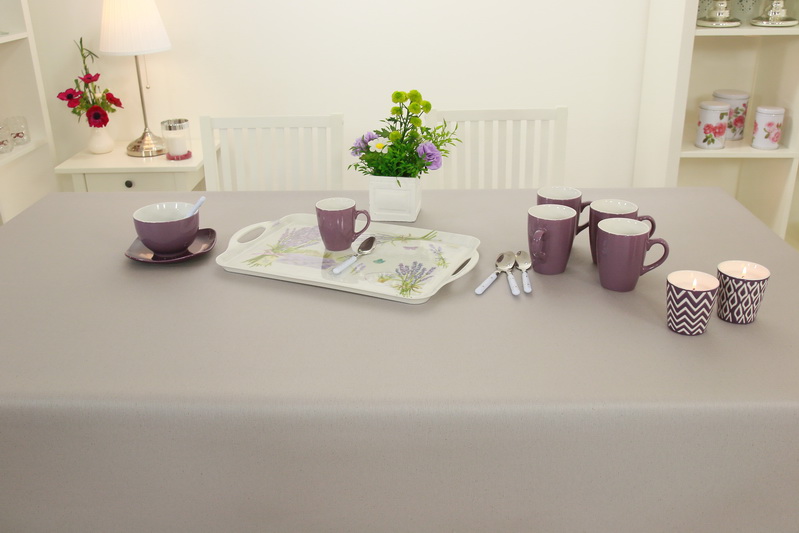 Tischdecke abwaschbar Grau einfarbig Breite 158 cm