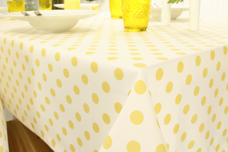 Tischdecke Punkte Weiß Gelb SAONI Breite 120 cm