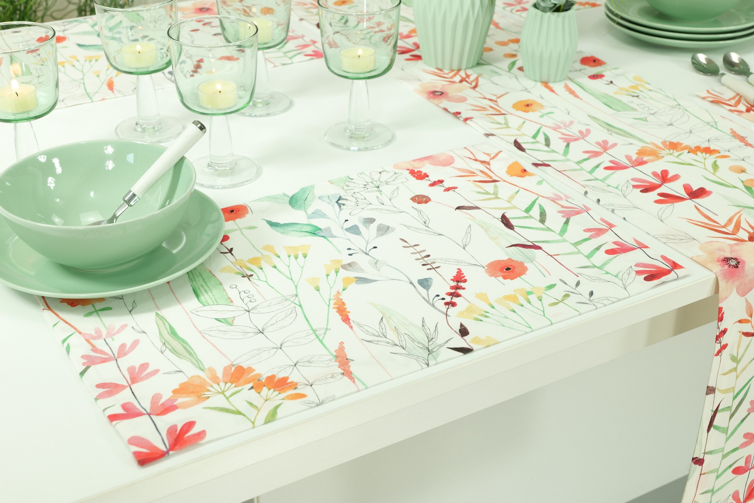 Tischset Garten mit Fleckschutz buntes Muster Beatrice Größe 32x42 cm Platzset