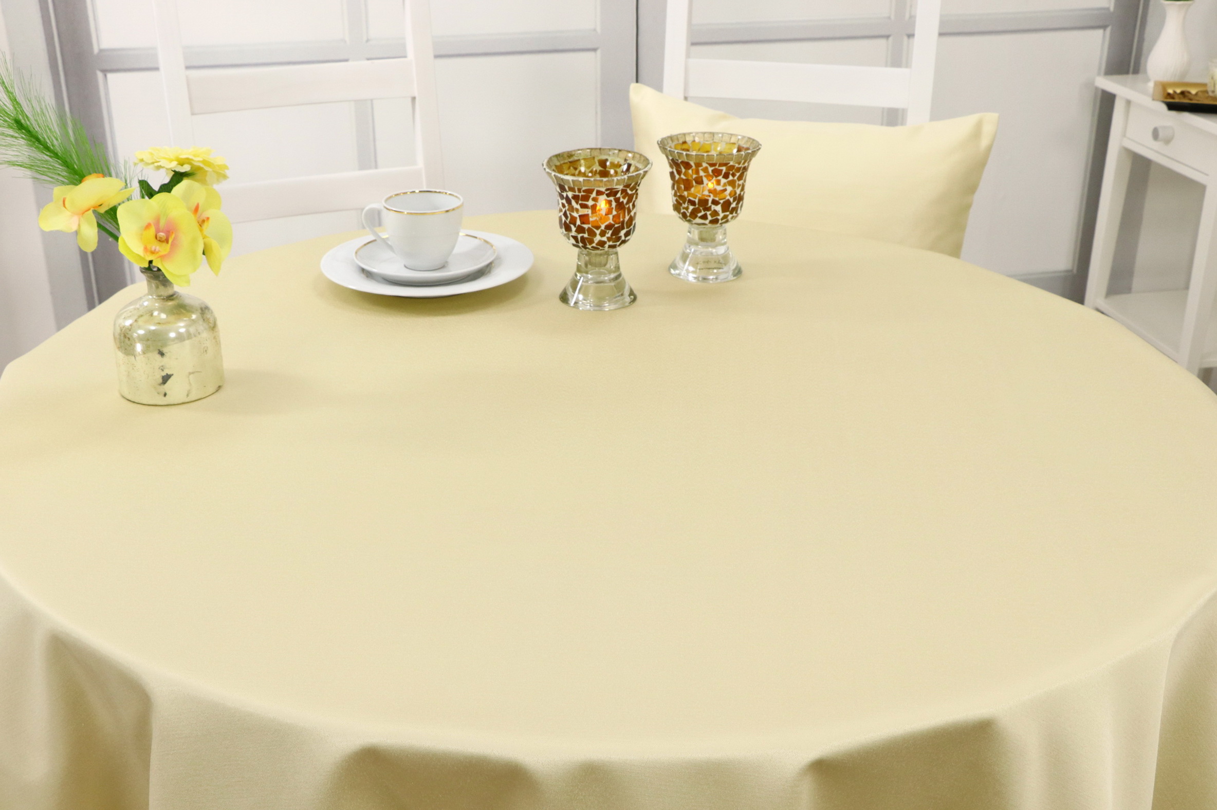 Einfarbige Tischdecke Goldfarben mit Fleckschutz ab Ø 80 cm bis 170 cm RUND