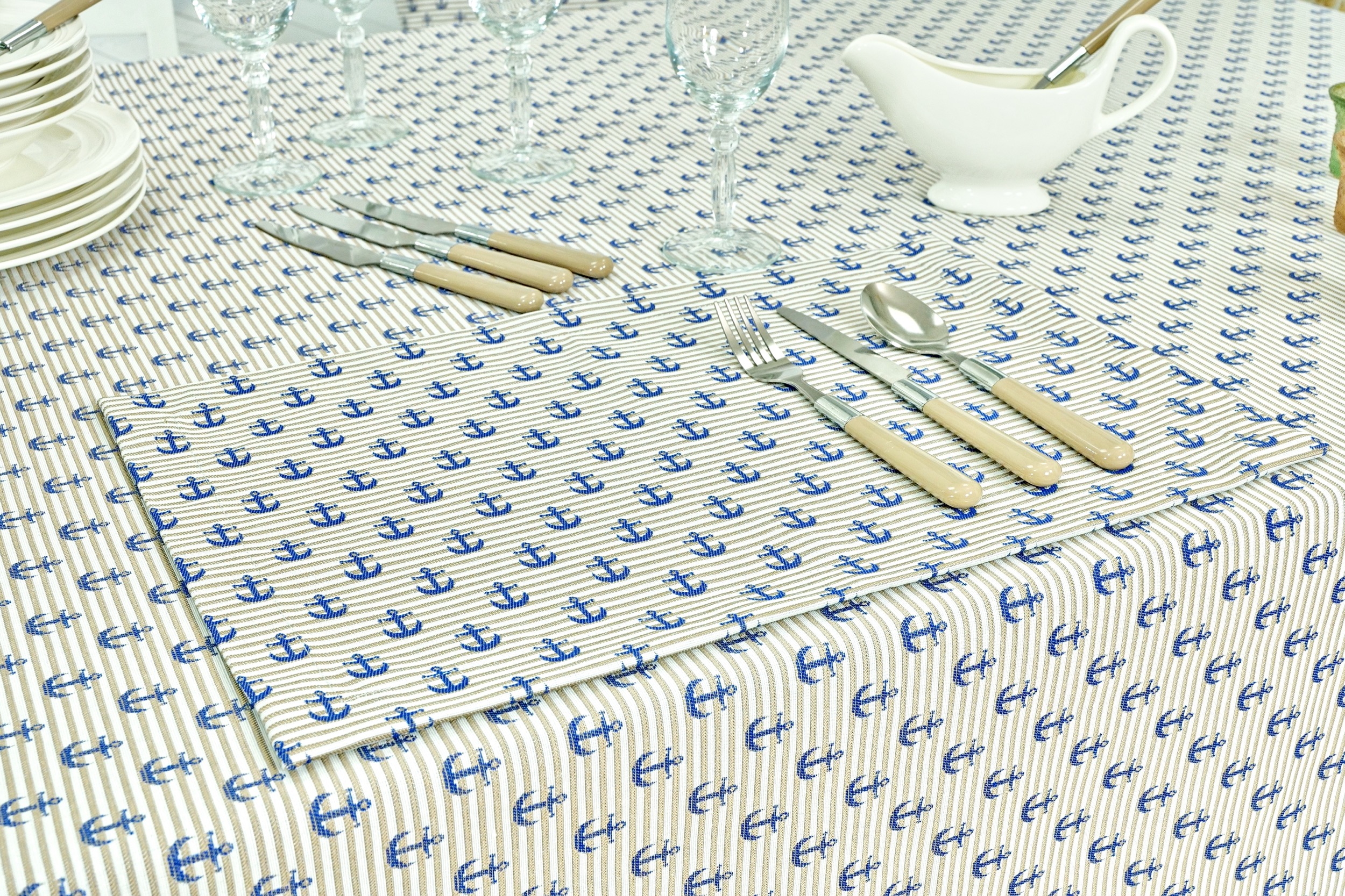 Tischset maritimes Muster Streifen Sylt Meeres Größe 30x48 cm Platzset