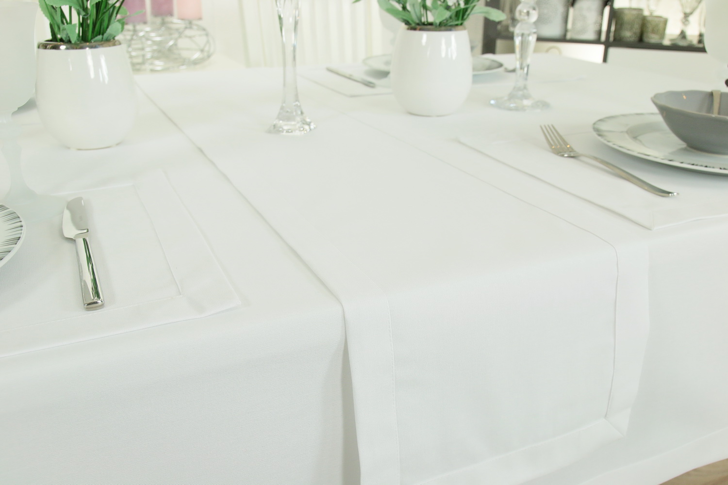 Tischläufer Weiß uni Breite 40 cm