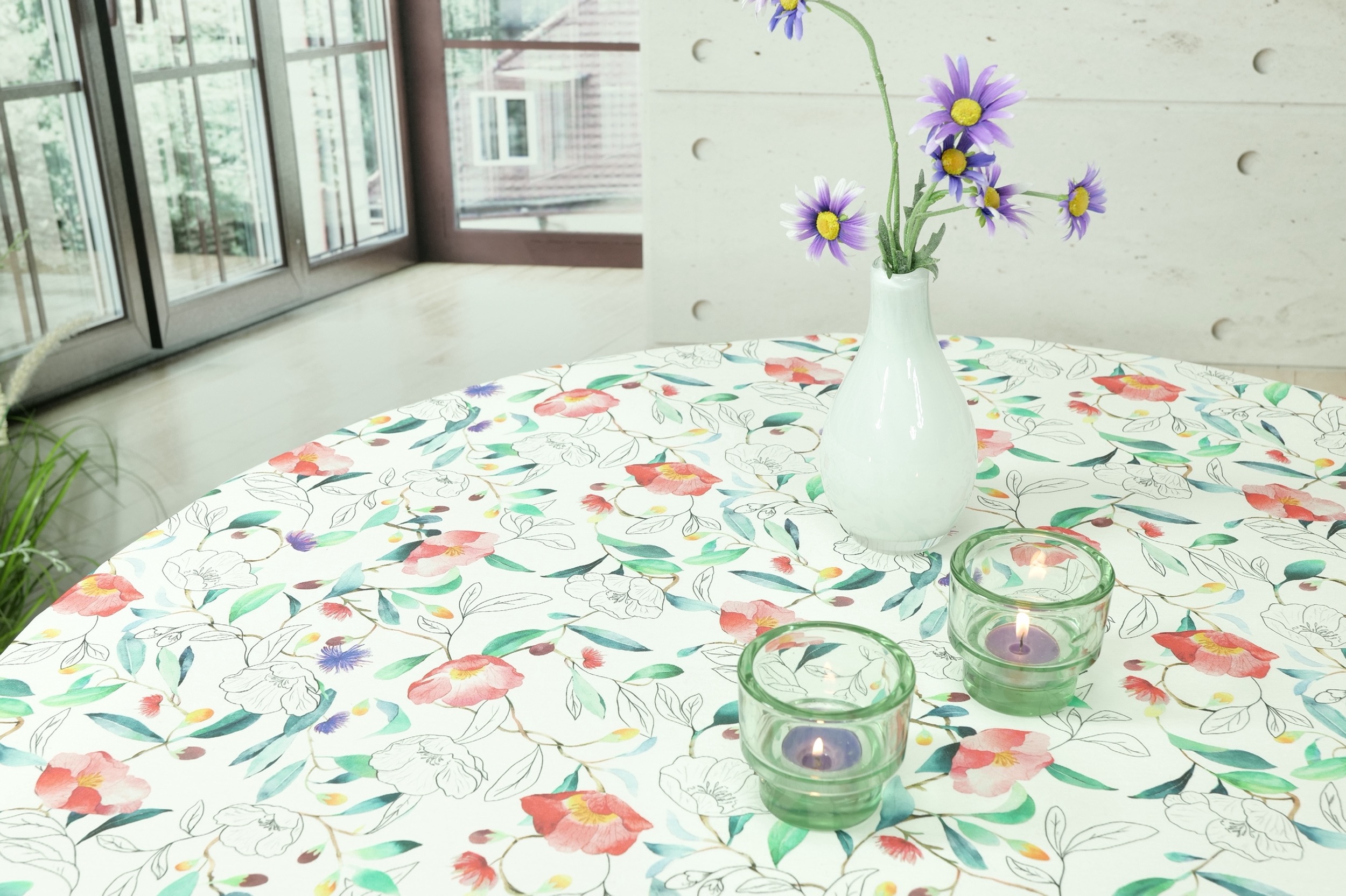 Abwaschbare Tischdecke Muster Blumen Paola Breite 120 cm OVAL