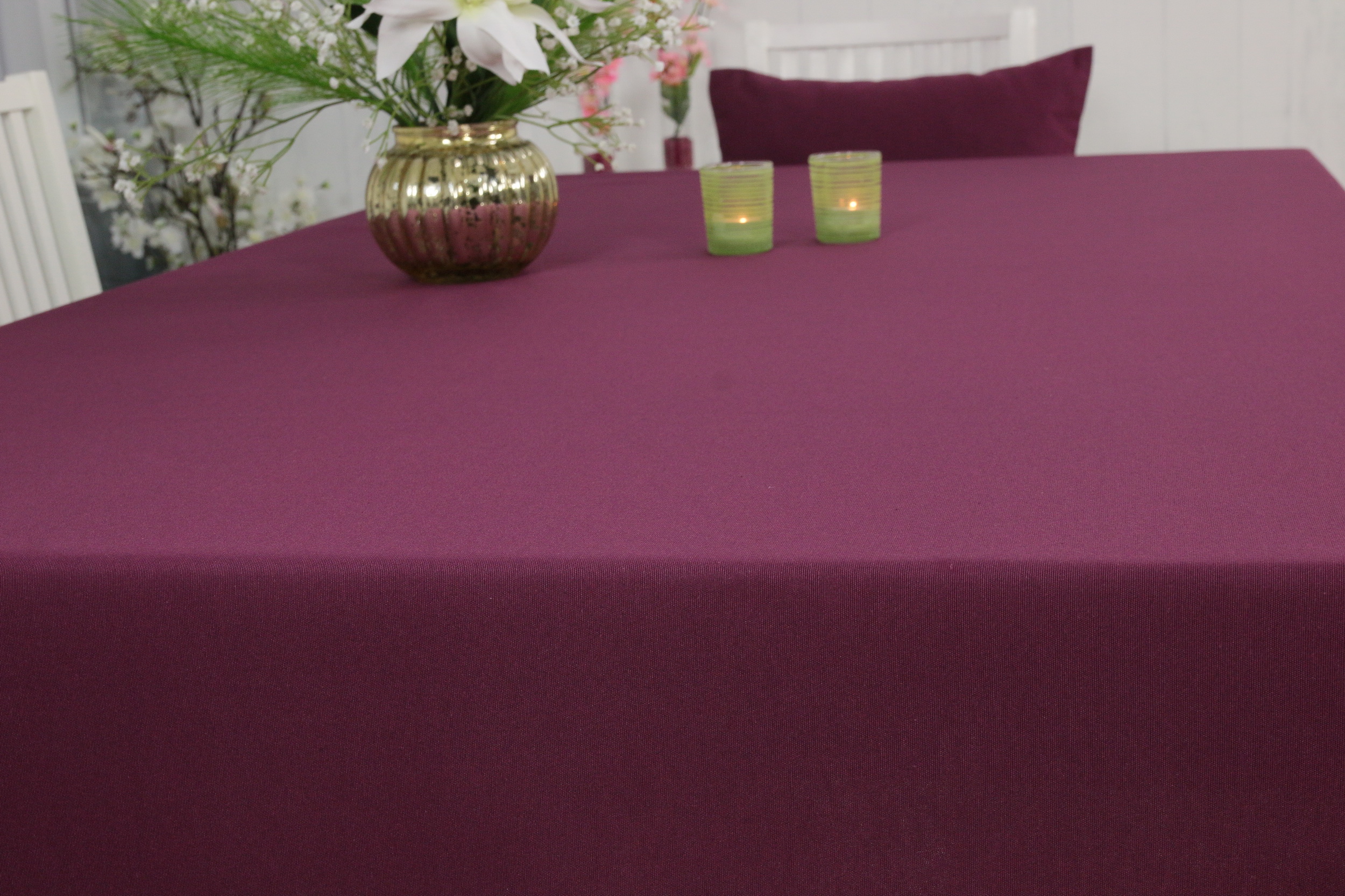 Tischdecken Aubergine einfarbig Breite 170 cm