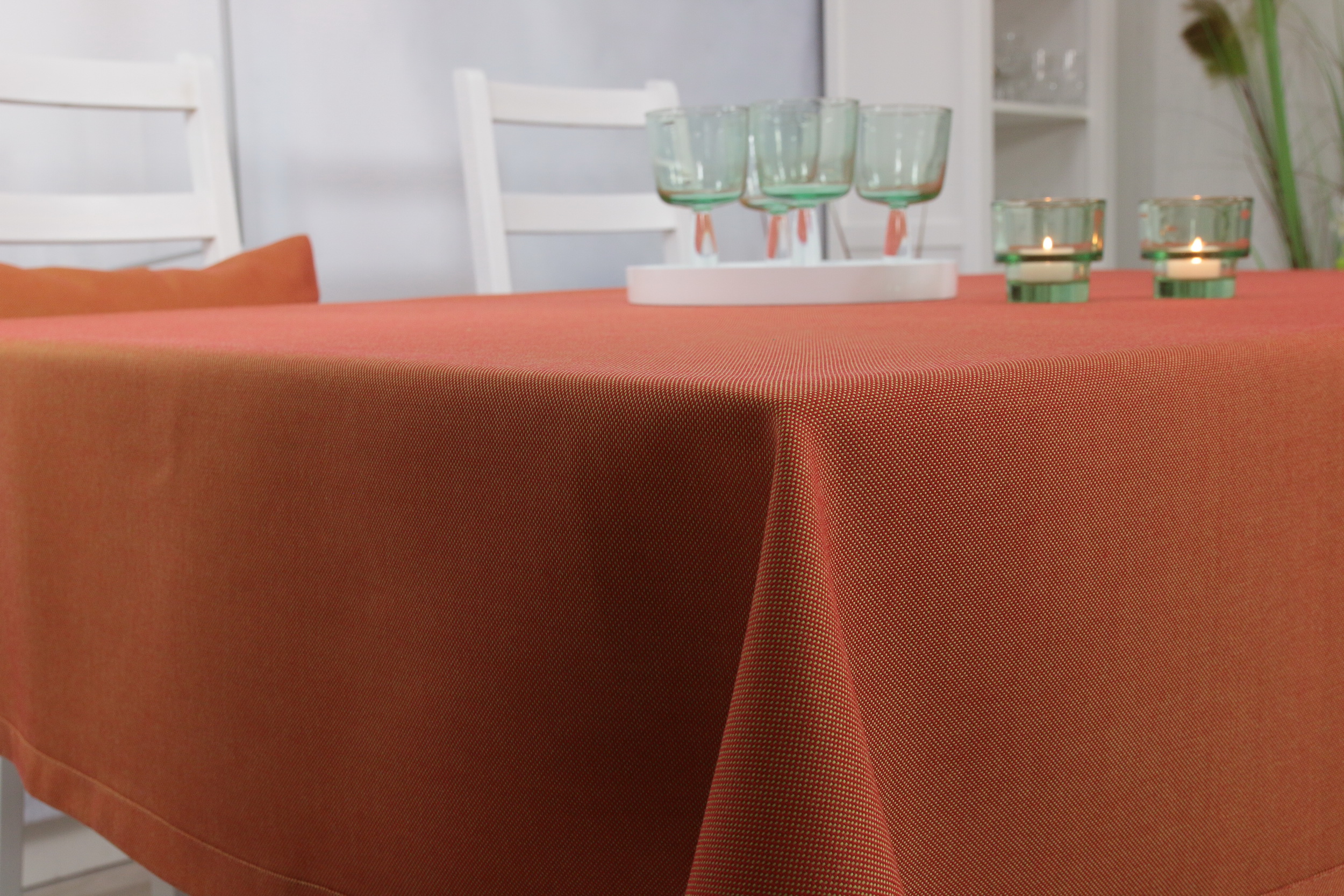 Tischdecke mit Fleckschutz Terracotta einfarbig Liberas Breite 120 cm