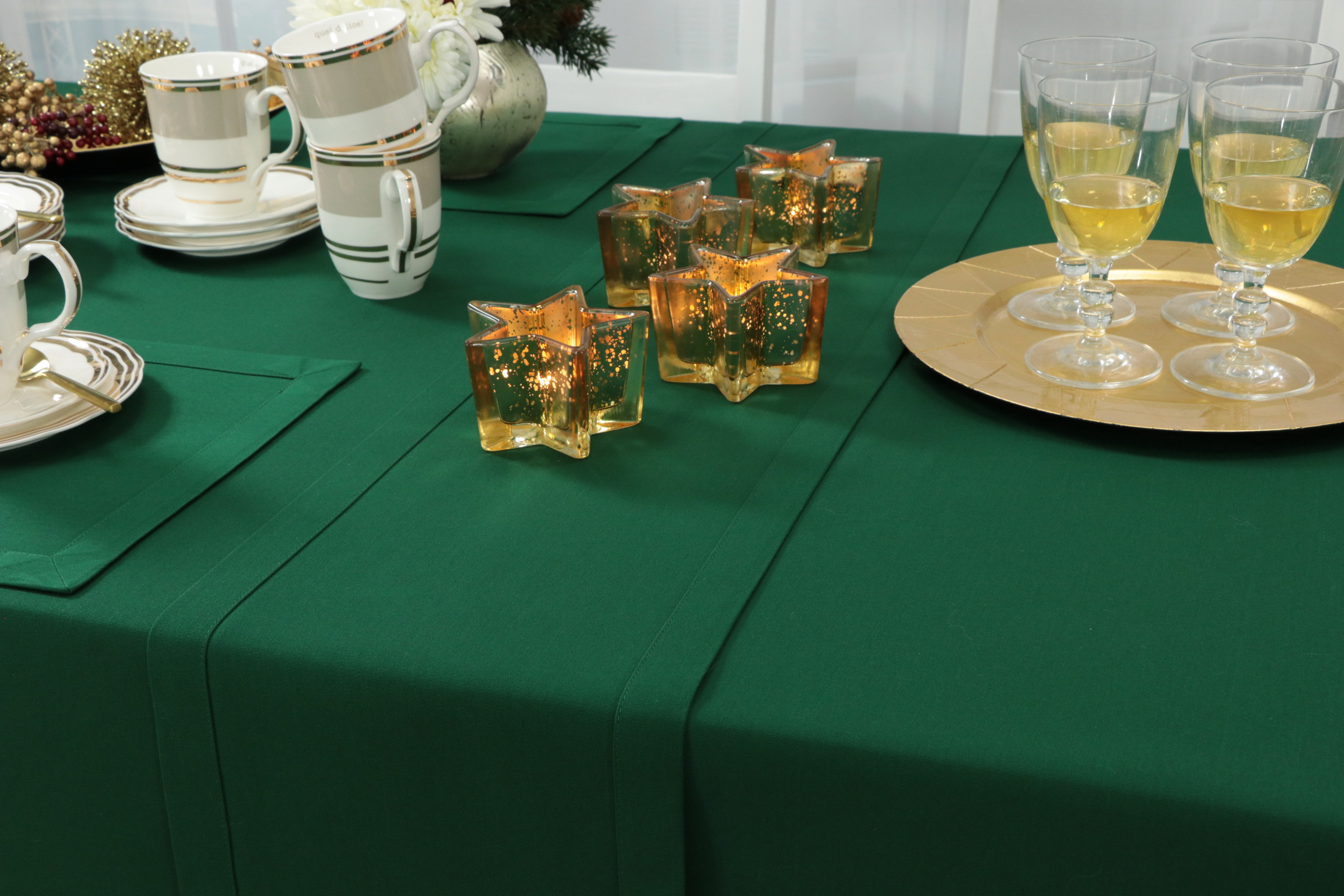 Tischläufer mit Fleckschutz Grün uni Sara Breite 25 cm