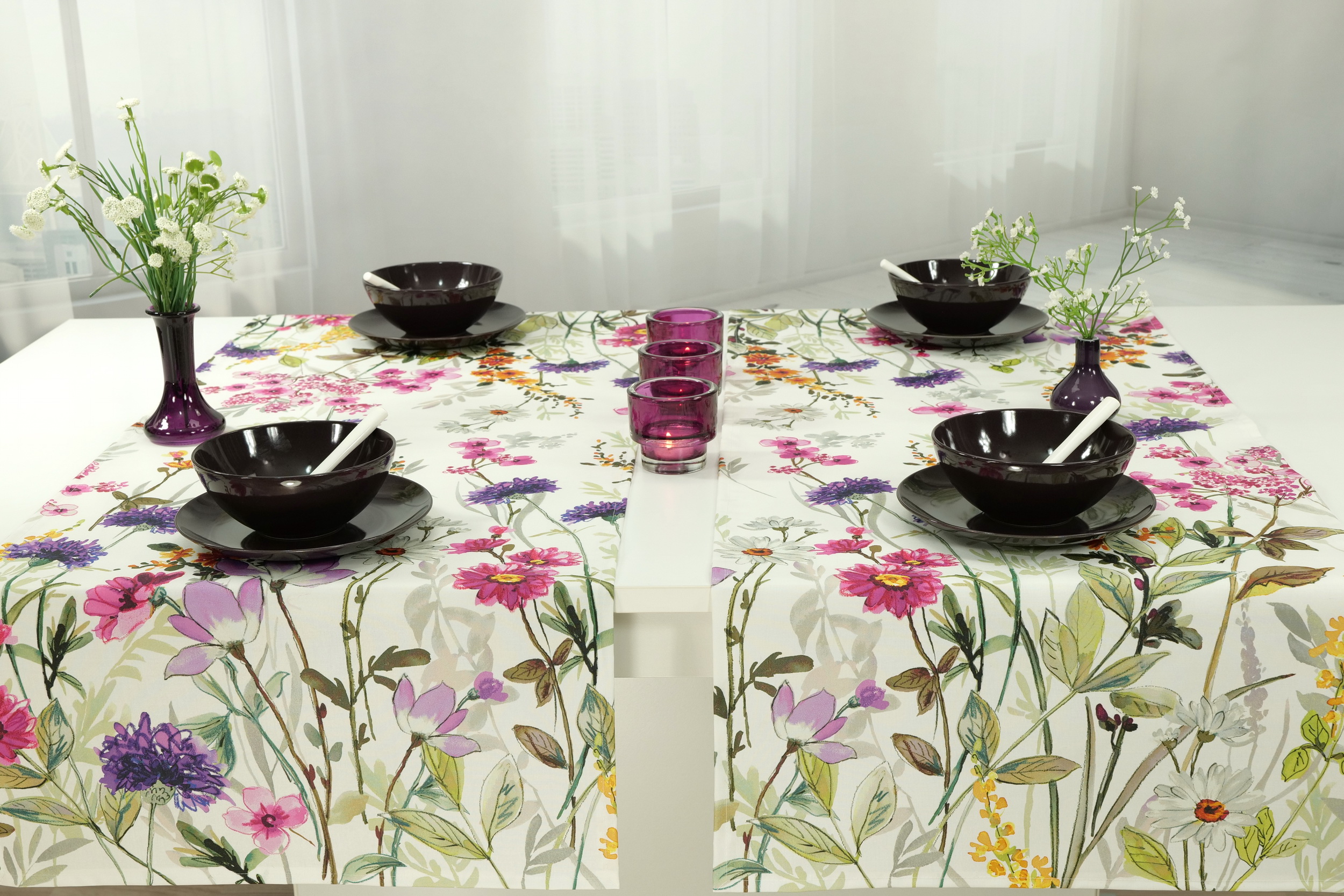 Tischläufer abwaschbar mit Blumenmuster Bellissimo Breite 25 cm