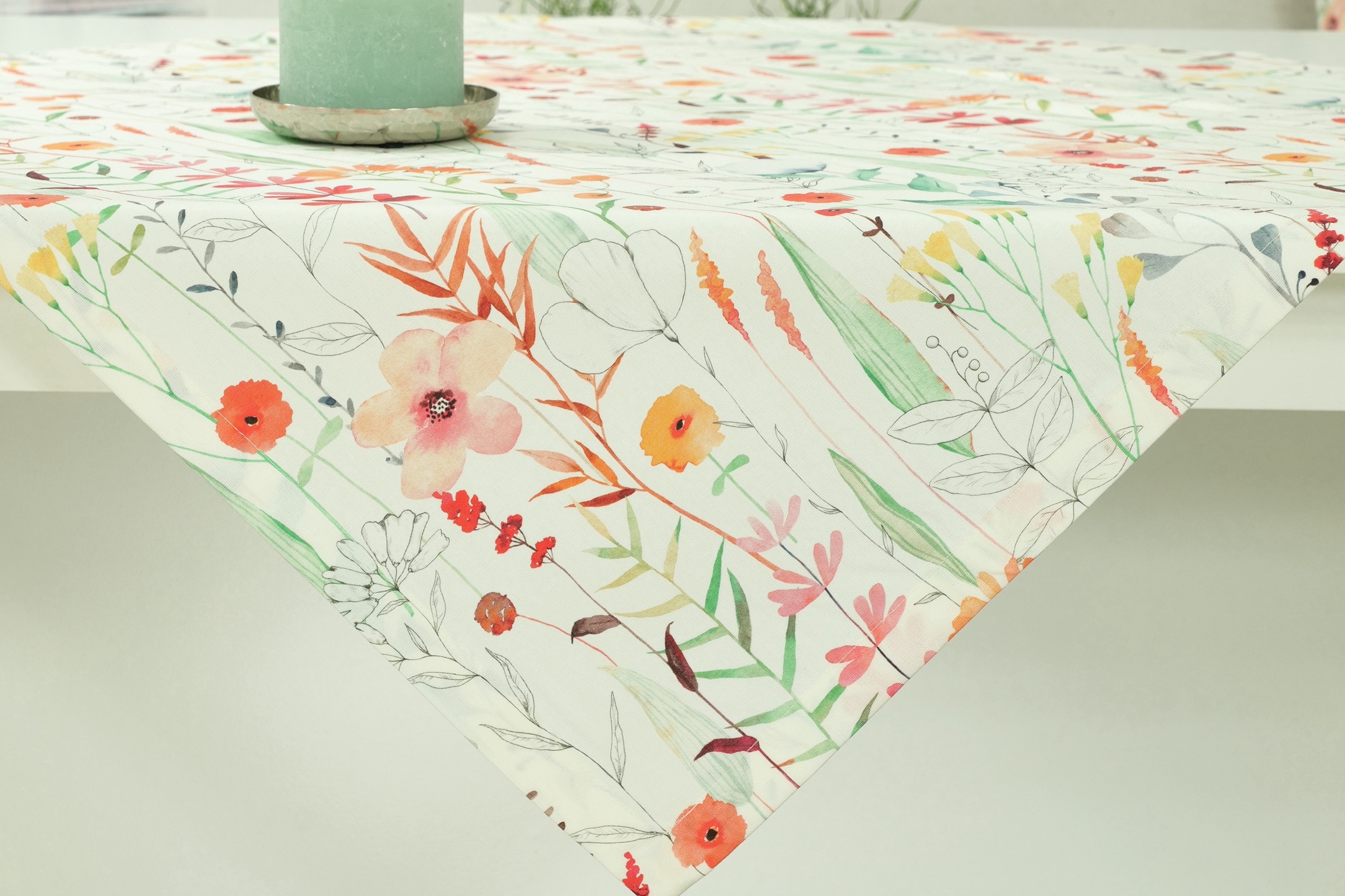 Tischdecke Garten mit Fleckschutz buntes Muster Beatrice ab 80x80 cm - 200x200 cm QUADRATISCH