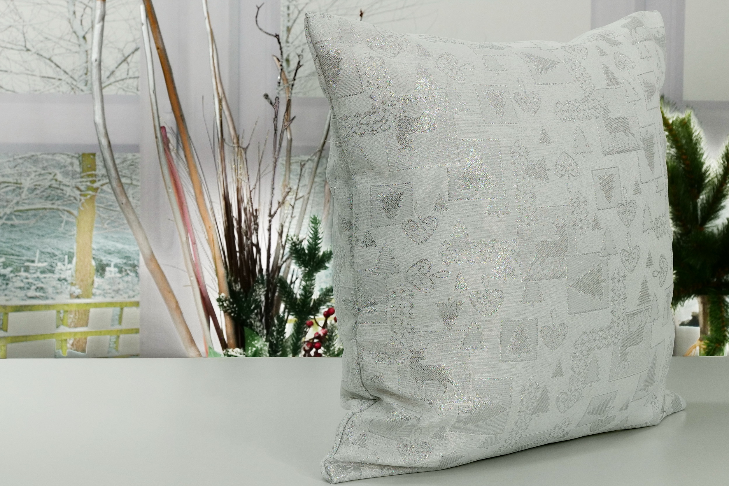 Kissenbezüge + Hüllen Weihnachten mit Fleckschutz Weiß Silber Xmas. Perfekt in jeder Größe.
