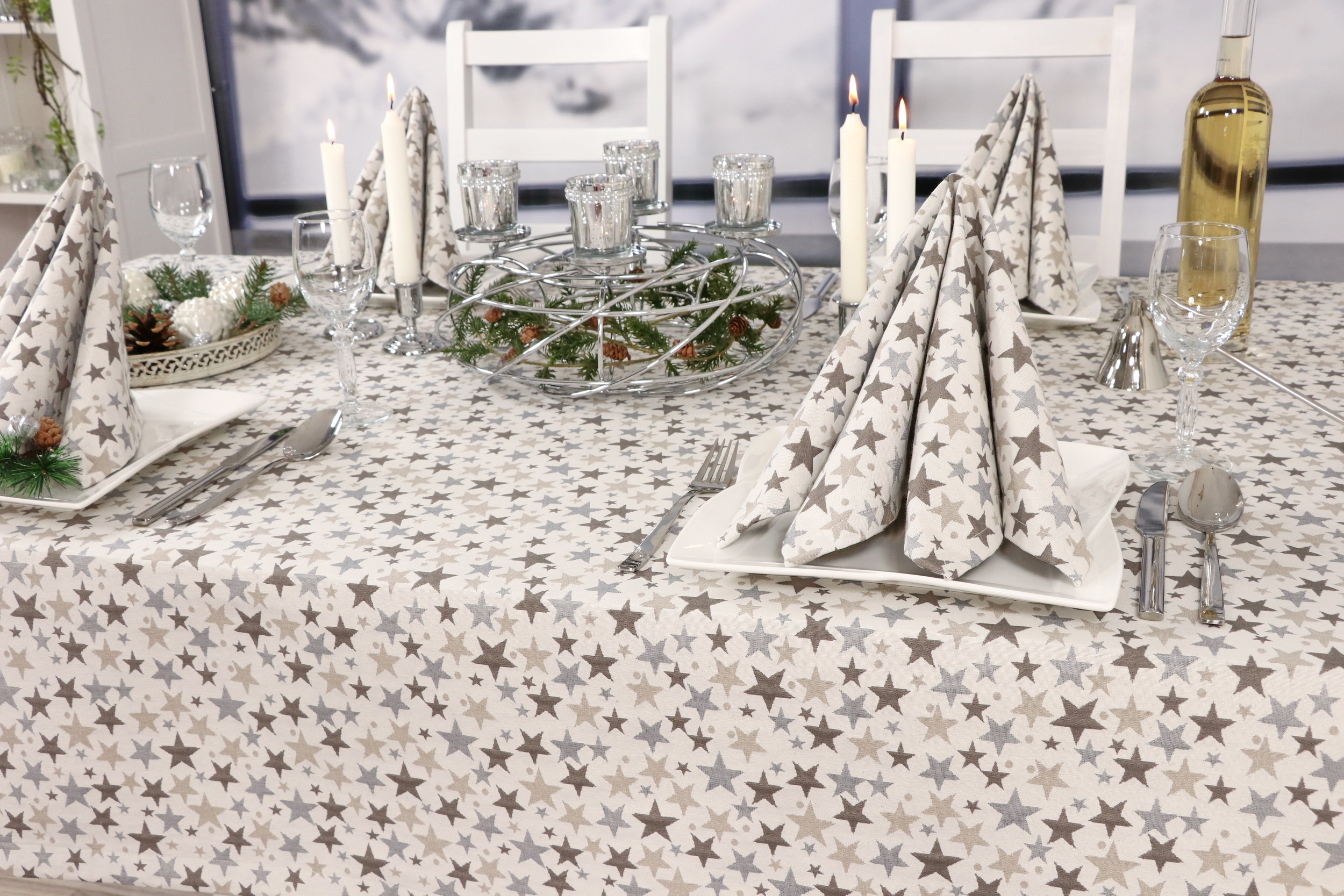 Tischwäsche Weihnachtsmotiv Sternenrausch Breite 130 cm
