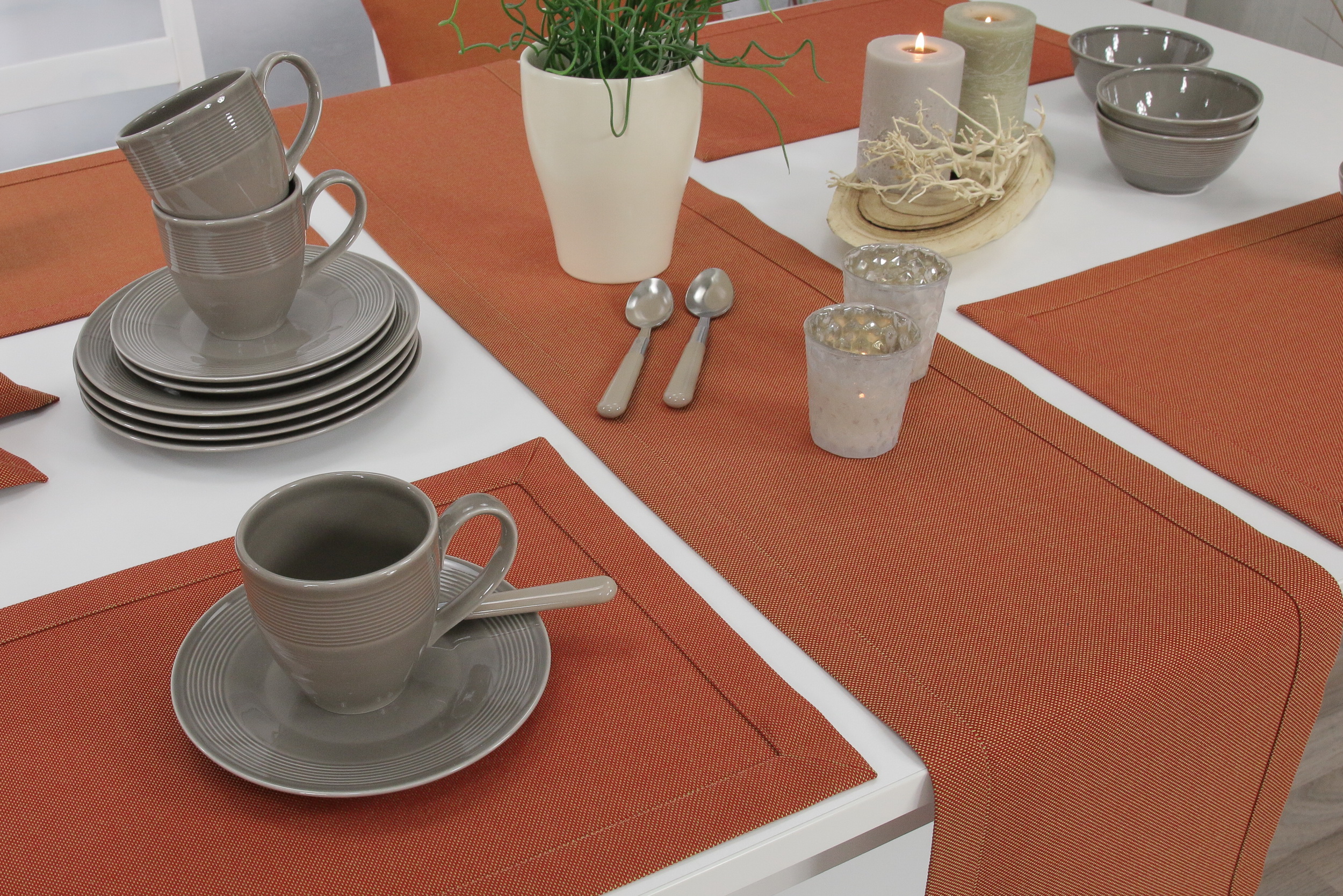 Tischläufer mit Fleckschutz Terracotta einfarbig Liberas Breite 30 cm