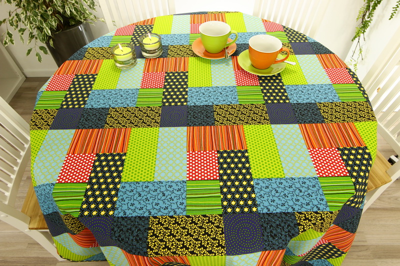 Tischdecke in Patchwork Design Bunt Ø 80 cm bis 200 cm RUND