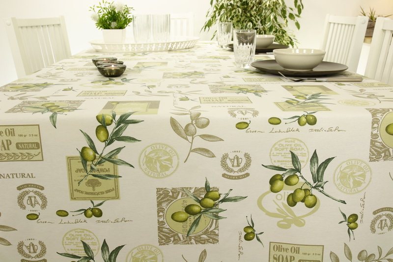 Quadratische abwaschbare Tischdecke Olive Muster LONA Größe 80x80 cm - 138x138 cm