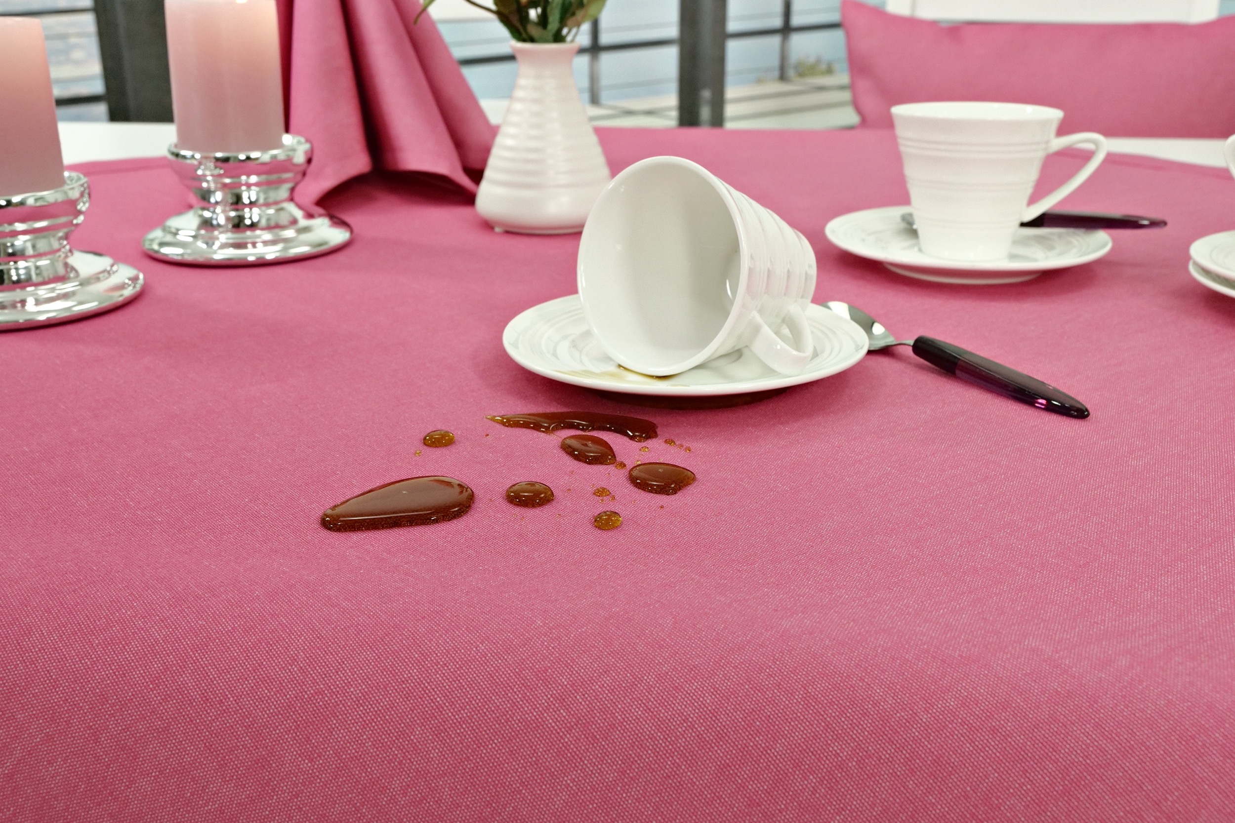 Tischdecke mit Fleckschutz Pink uni Outside ab 80x80 cm - 200x200 cm QUADRATISCH