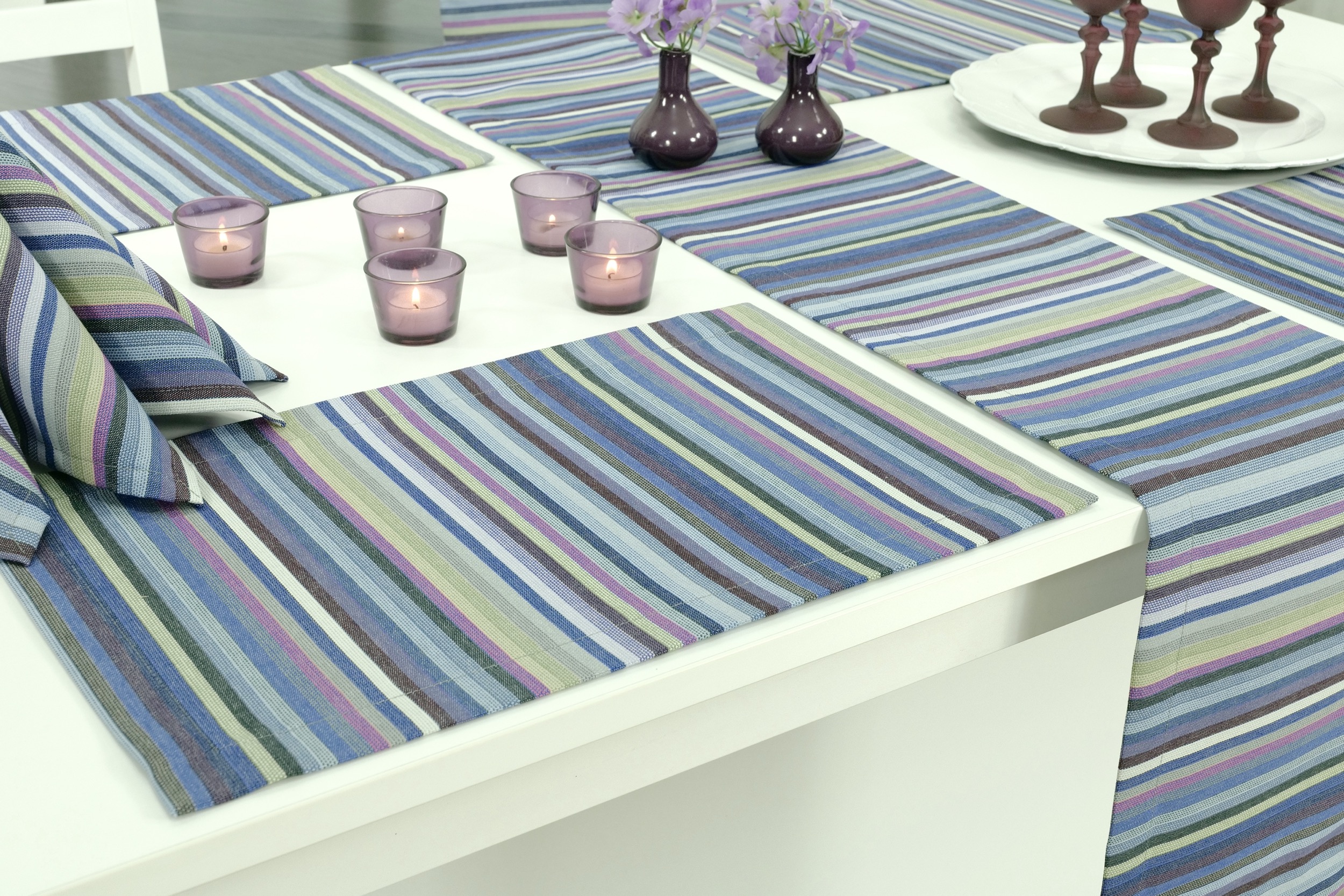 Tischläufer mit Fleckschutz Purpur striped Outside Breite 40 cm