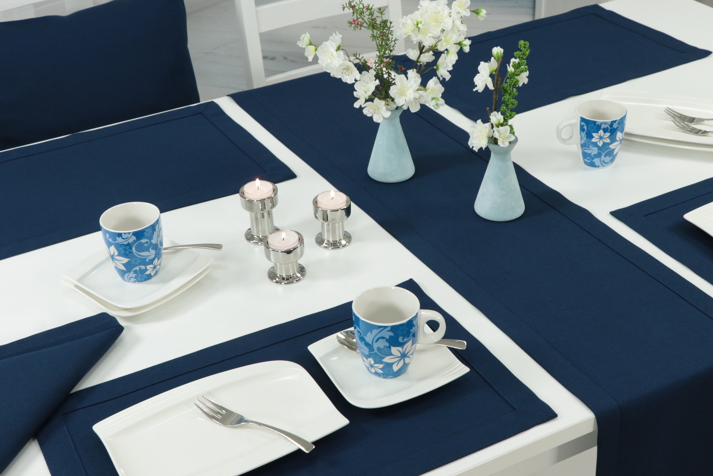 Tischläufer mit Fleckschutz Blau uni Liberas Breite 30 cm