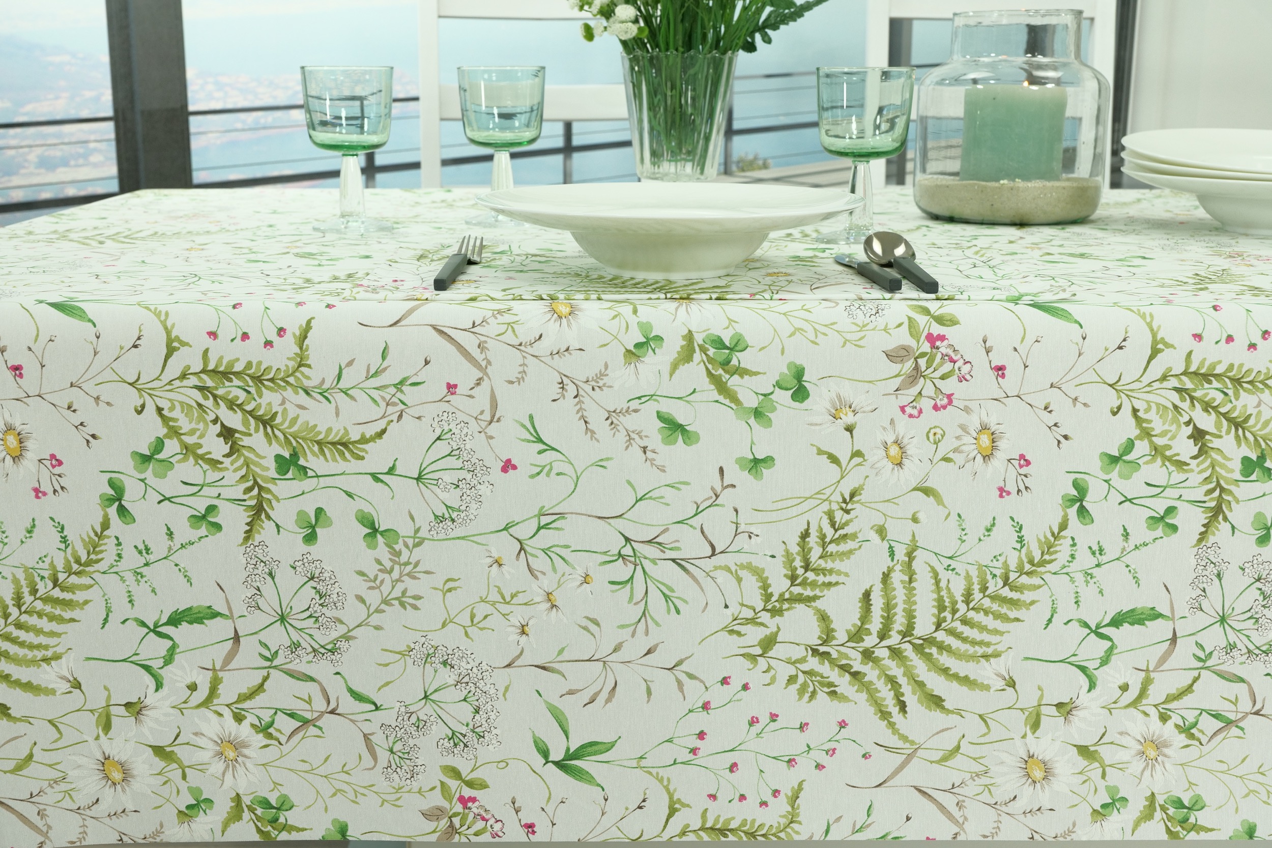 Abwaschbare Tischdecke Motiv Wildblumen Breite 100 cm