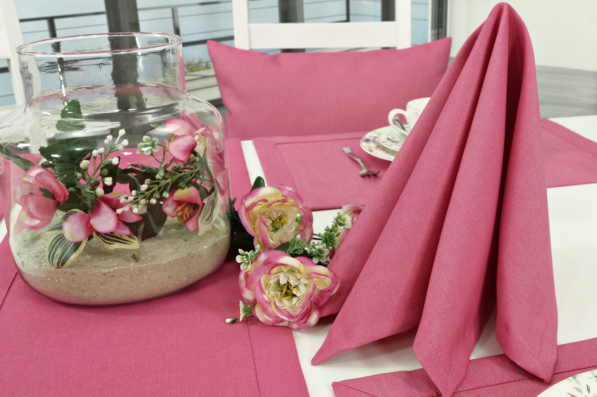 Stoffserviette mit Fleckschutz Pink uni Outside Größe 50x50 cm